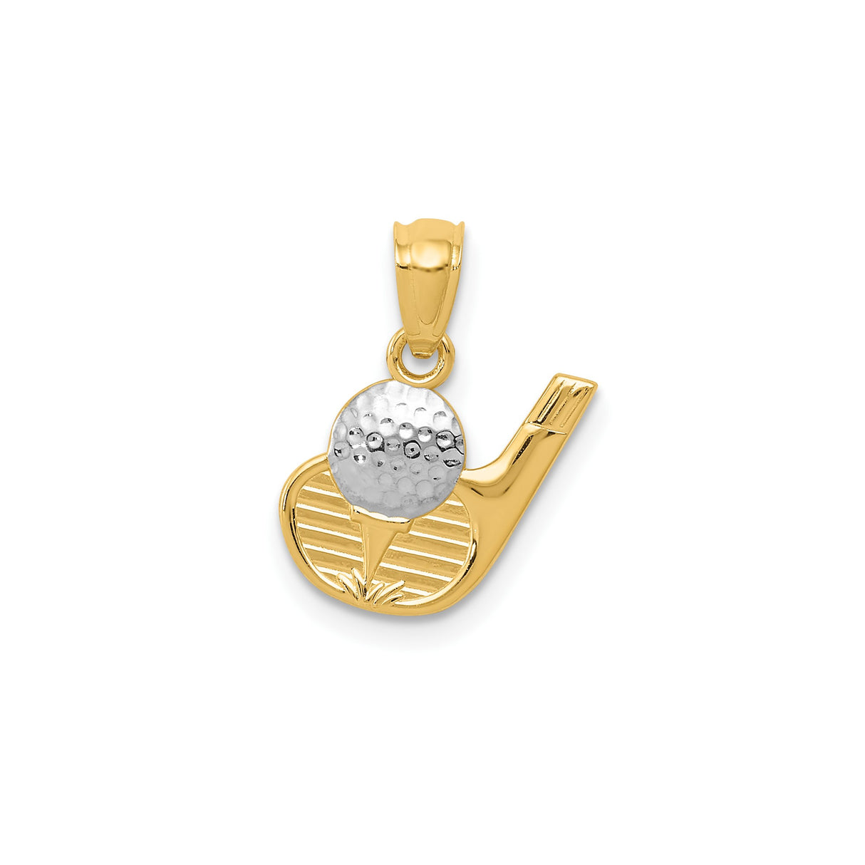 14k Multi-Tone Gold Golf Pendant with Club, Tee, and Ball Sports Charm