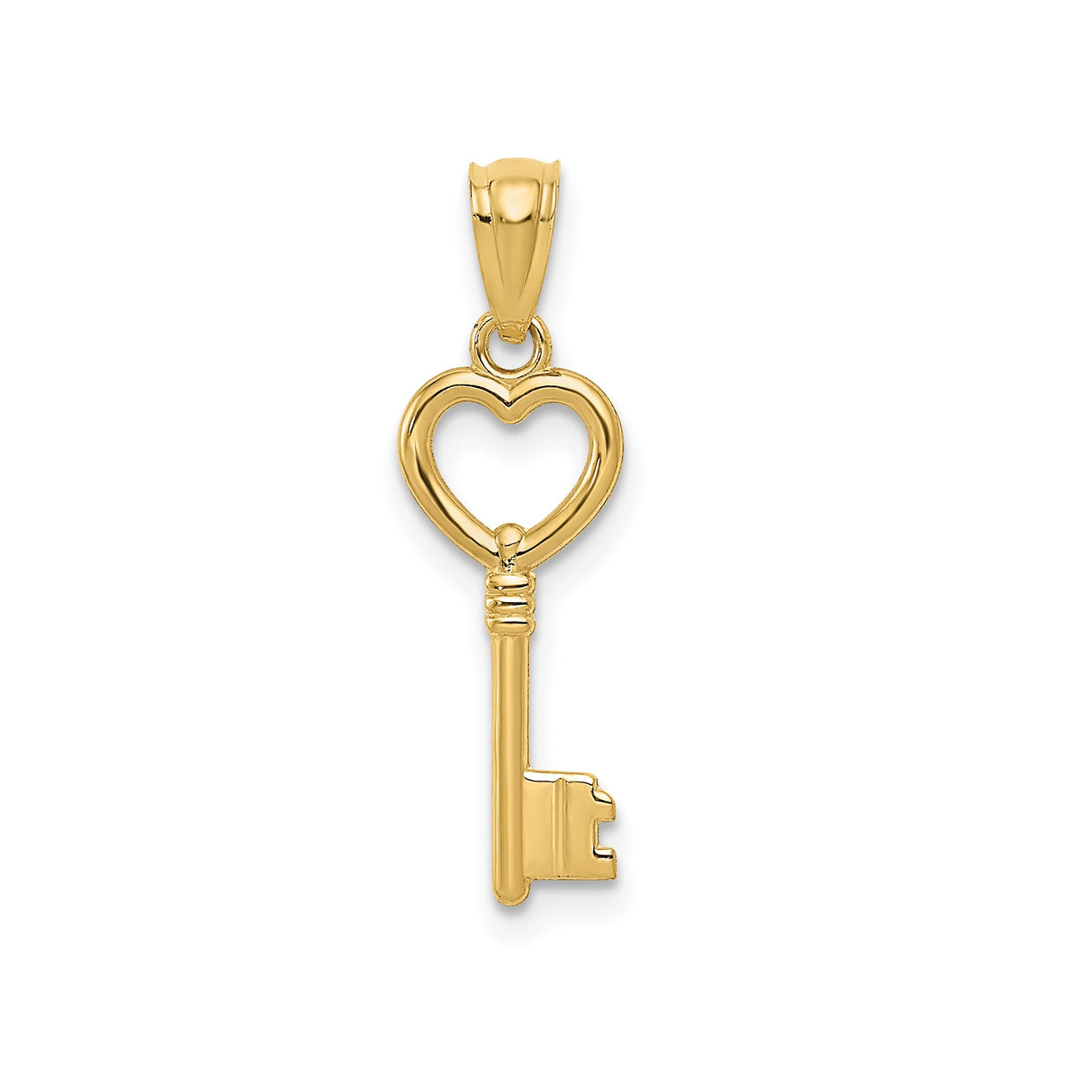 14k Yellow Gold Heart Key Pendant, Romantic Symbolic Charm for Women