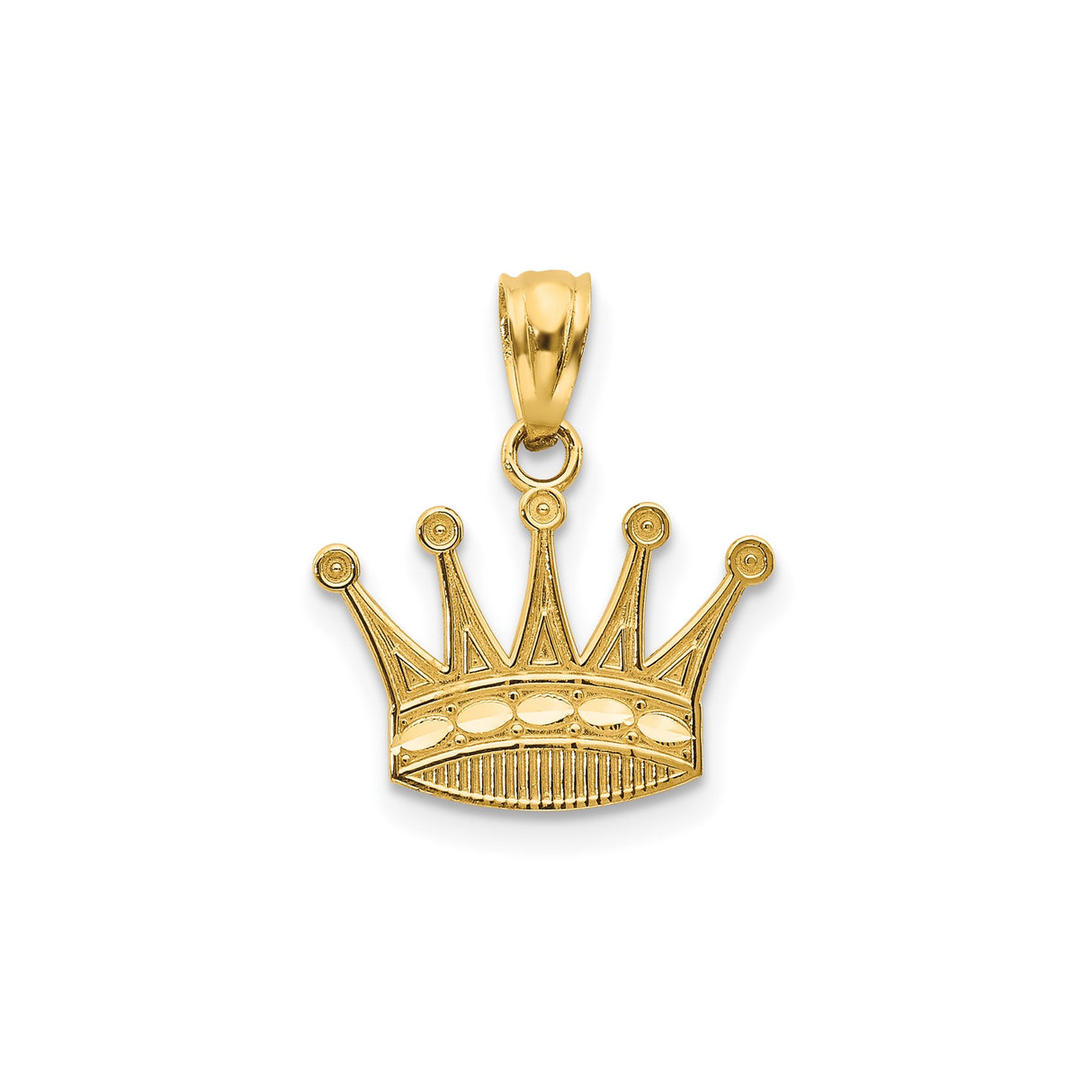 14k Yellow Gold Crown Pendant, Regal Unisex Charm Symbolizing Power and Confidence