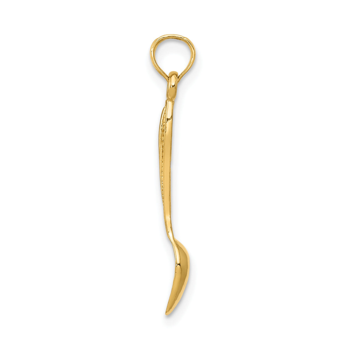 14k Yellow Gold Spoon Pendant Charm, Polished Finish with Detailed Handle, Culinary Theme