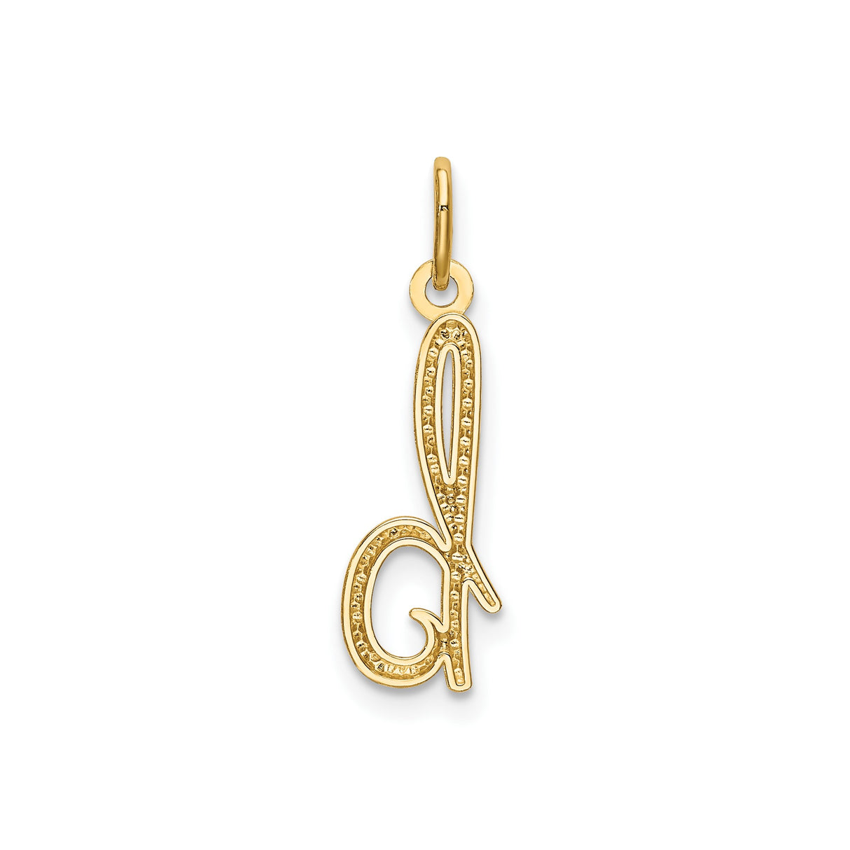 14k Yellow Gold Script Letter B Pendant, Cursive Initial Charm, Polished Monogram Jewelry