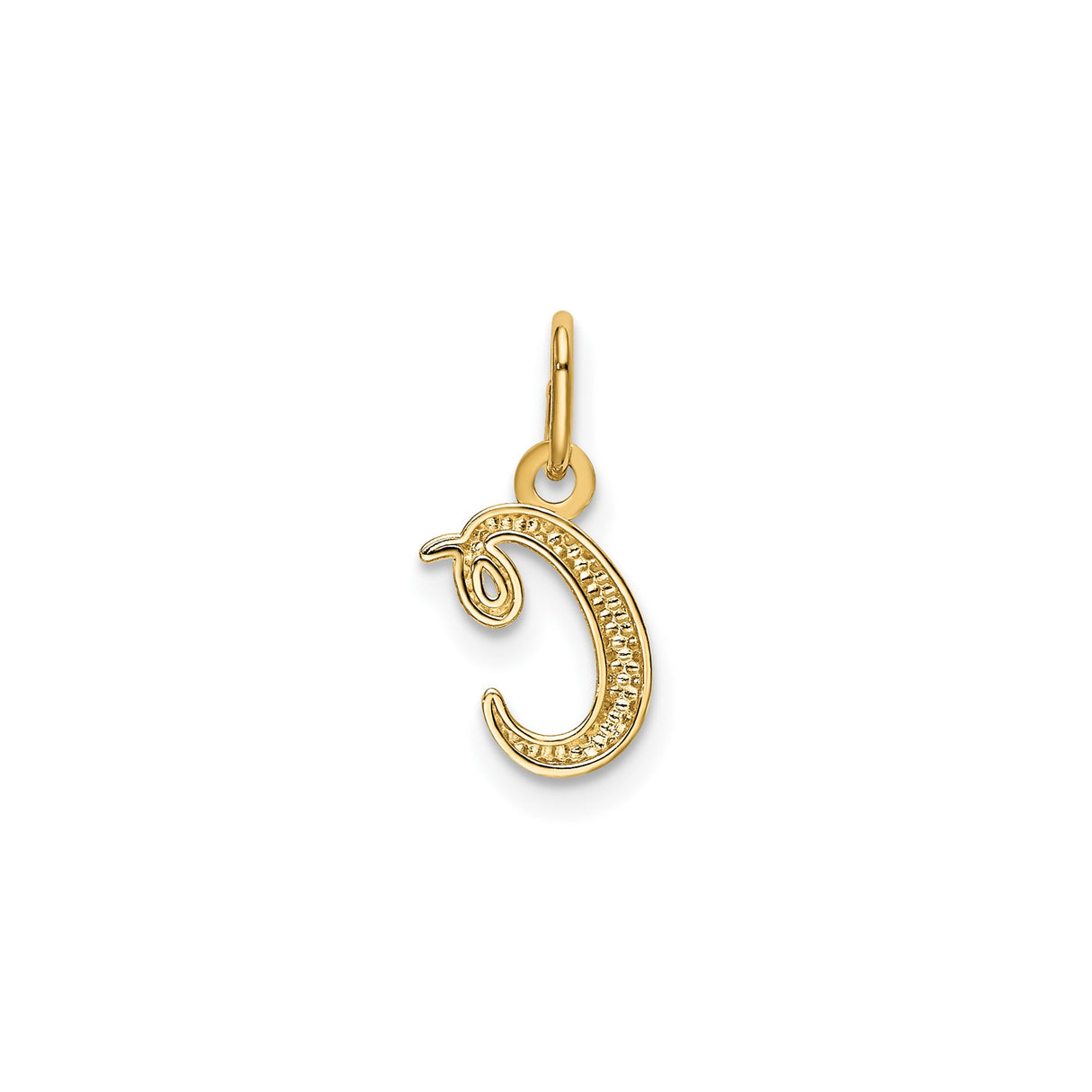14k Yellow Gold Script Initial Pendant with Polished Letter C Charm