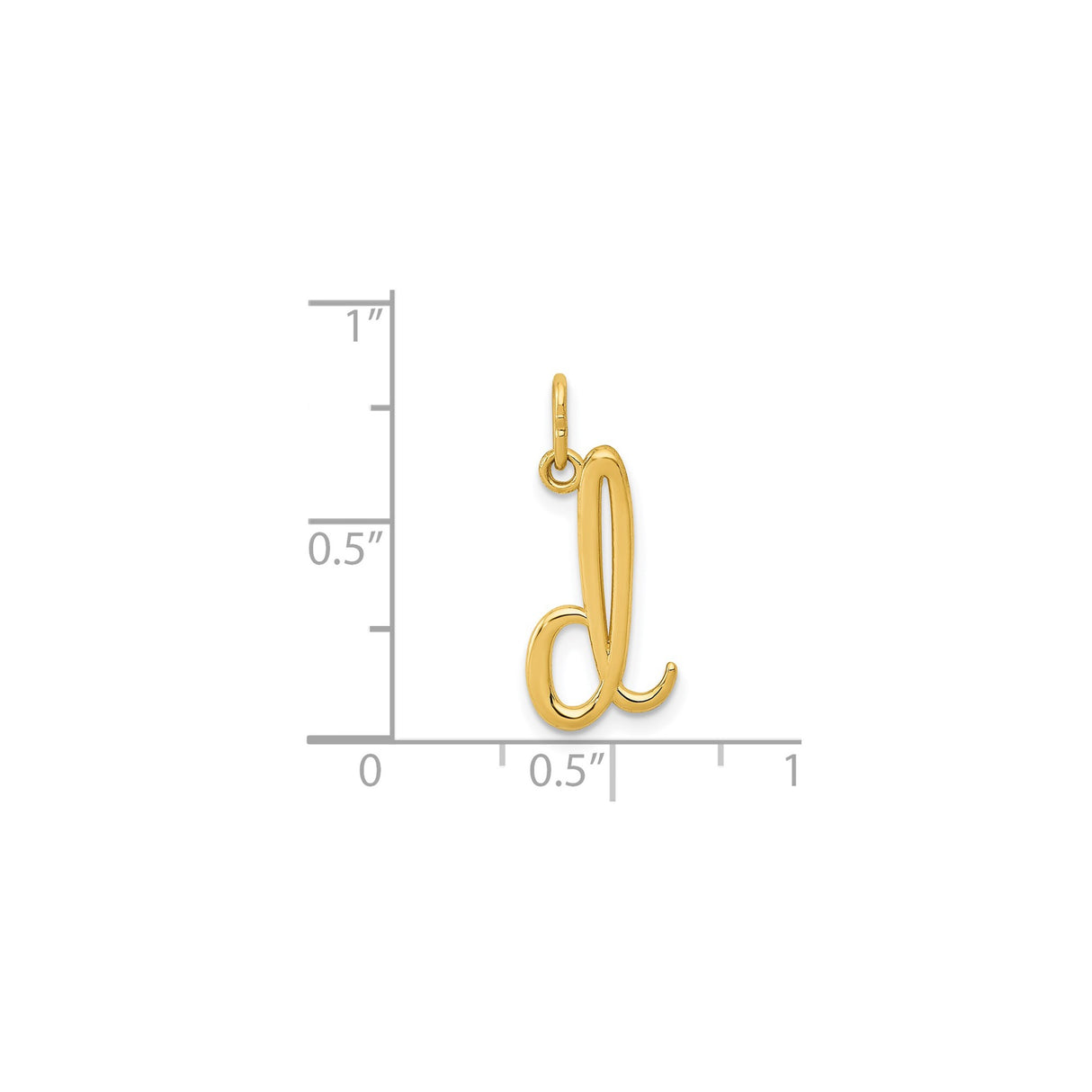 14k Yellow Gold Script Initial Pendant, Cursive Letter L Monogram Charm for Women