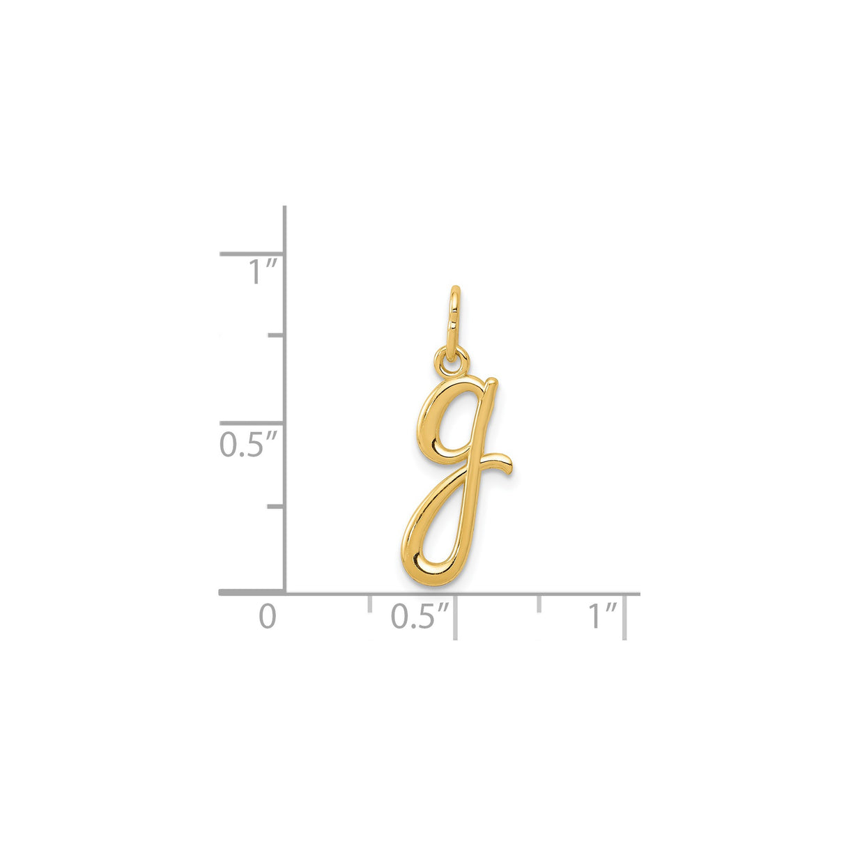 14k Yellow Gold Letter G Pendant, Polished Script Initial Charm for Necklace or Bracelet