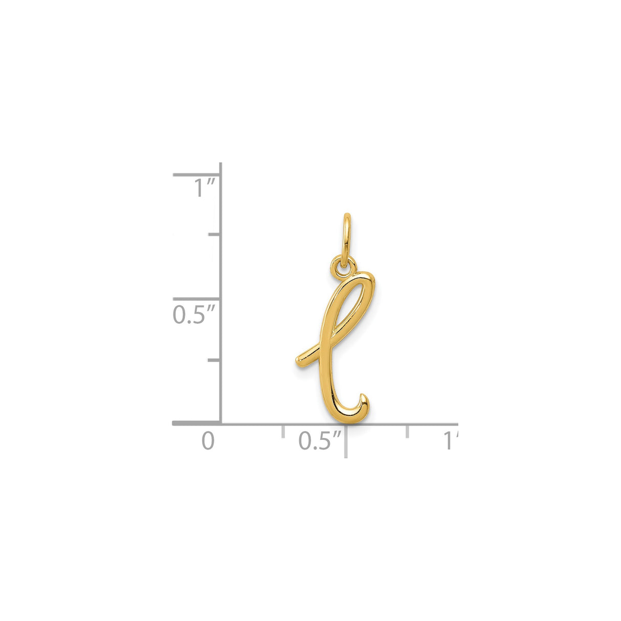 14k Yellow Gold Script Initial L Pendant Charm, Cursive Letter Monogram Jewelry for Women
