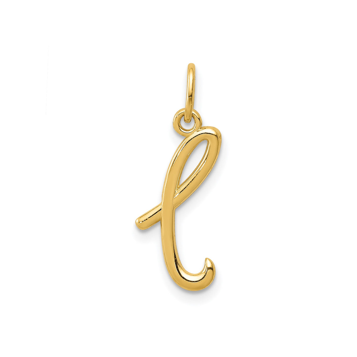14k Yellow Gold Script Initial L Pendant Charm, Cursive Letter Monogram Jewelry for Women