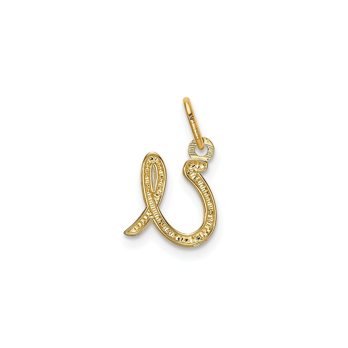 14k Yellow Gold Script Initial A Pendant Charm, Cursive Letter Design for Women