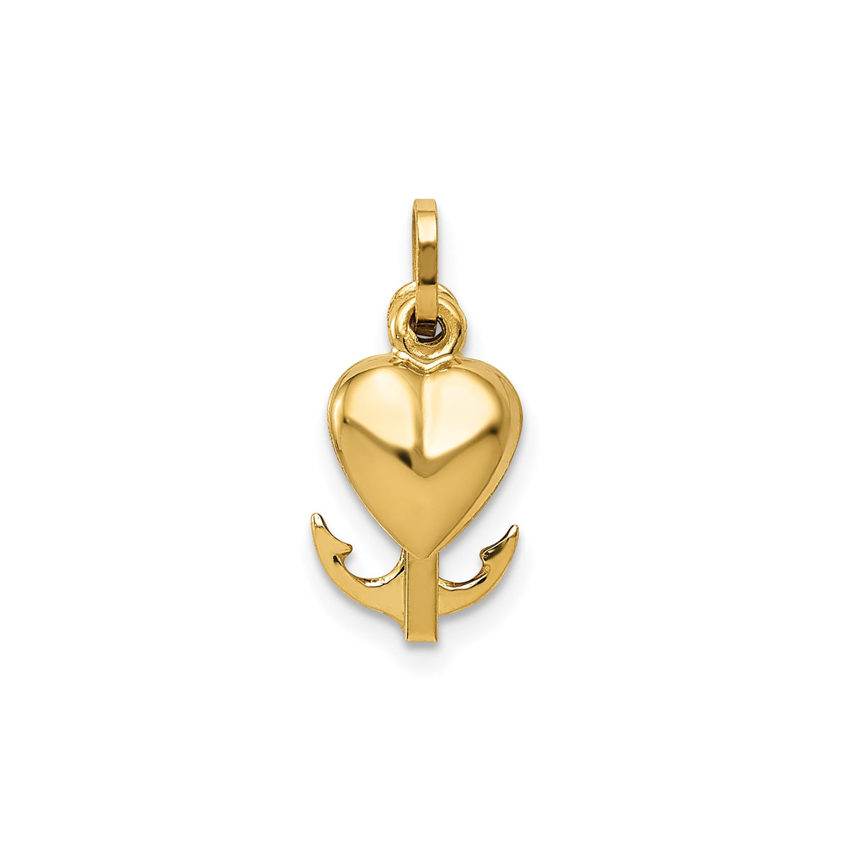 14k Yellow Gold Pendant with Cross, Heart, and Anchor Symbols of Faith, Love, and Hope