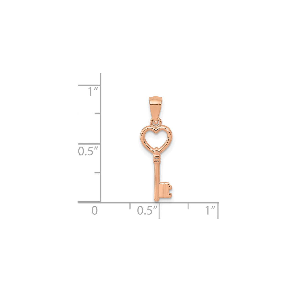 14k Rose Gold Heart Key Pendant, Romantic Heart Design, Delicate Feminine Charm