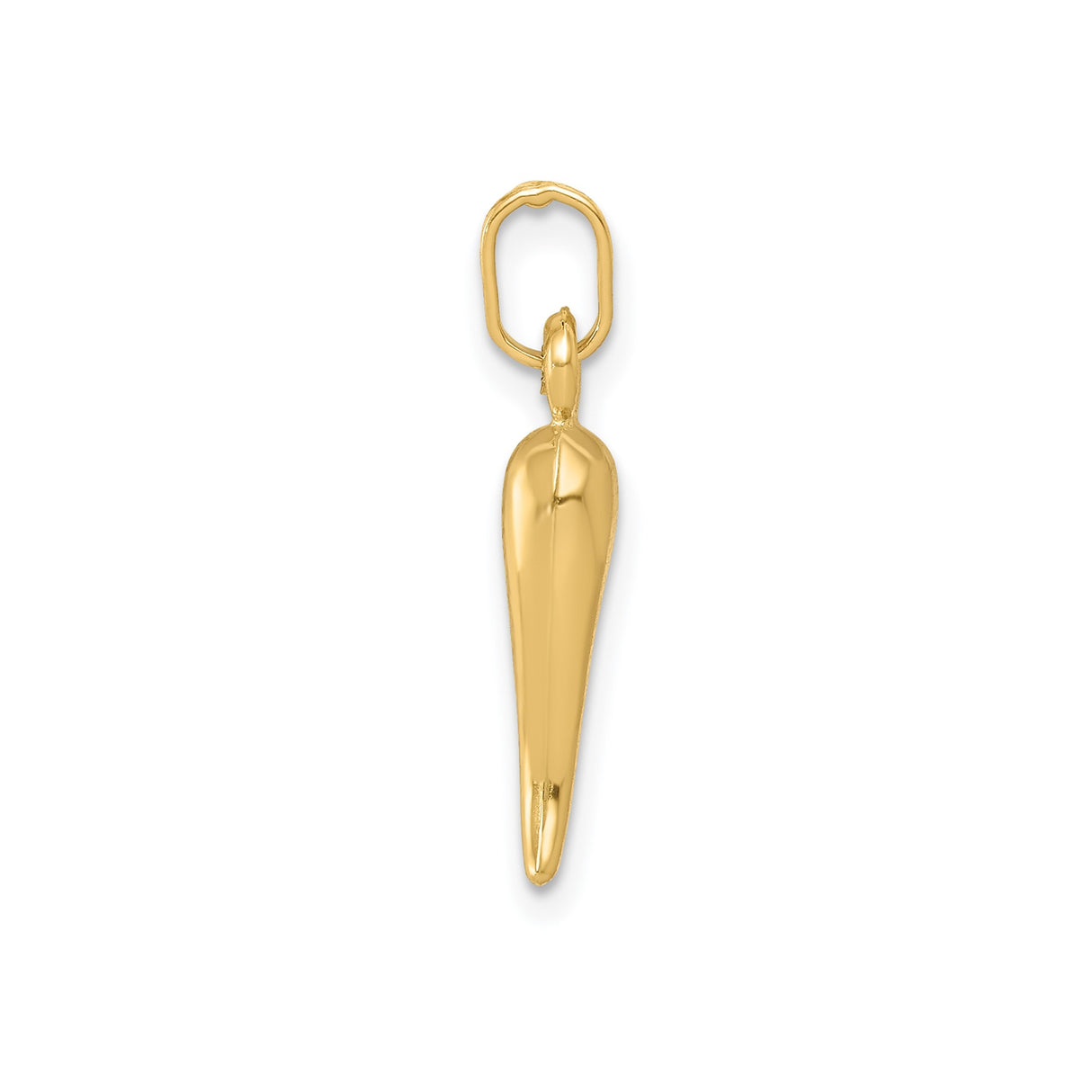 14k Yellow Gold Italian Horn Pendant, Cornicello Charm for Evil Eye Protection, Unisex Amulet
