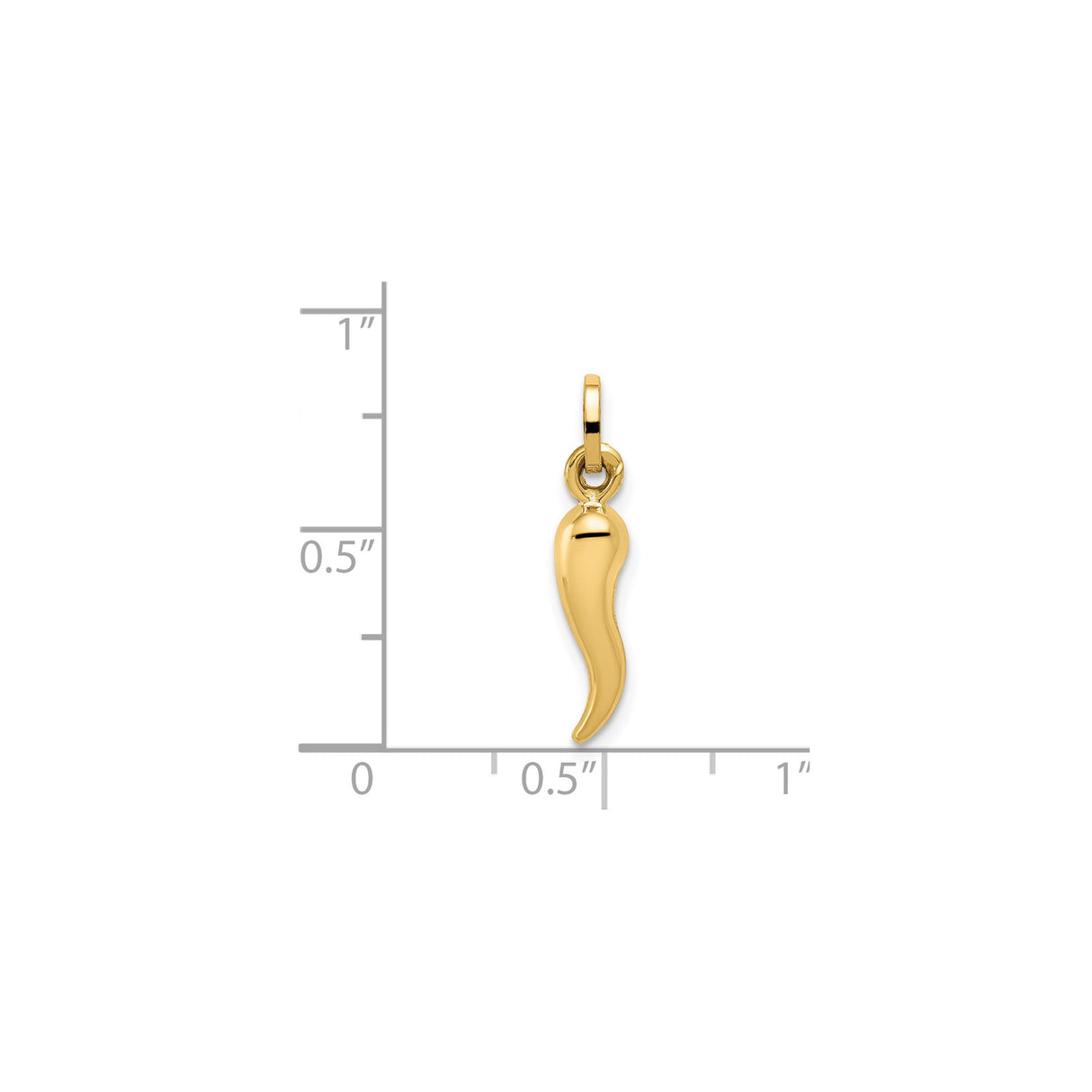 14k Yellow Gold Italian Horn Pendant, Cornicello Charm for Evil Eye Protection, Unisex Amulet