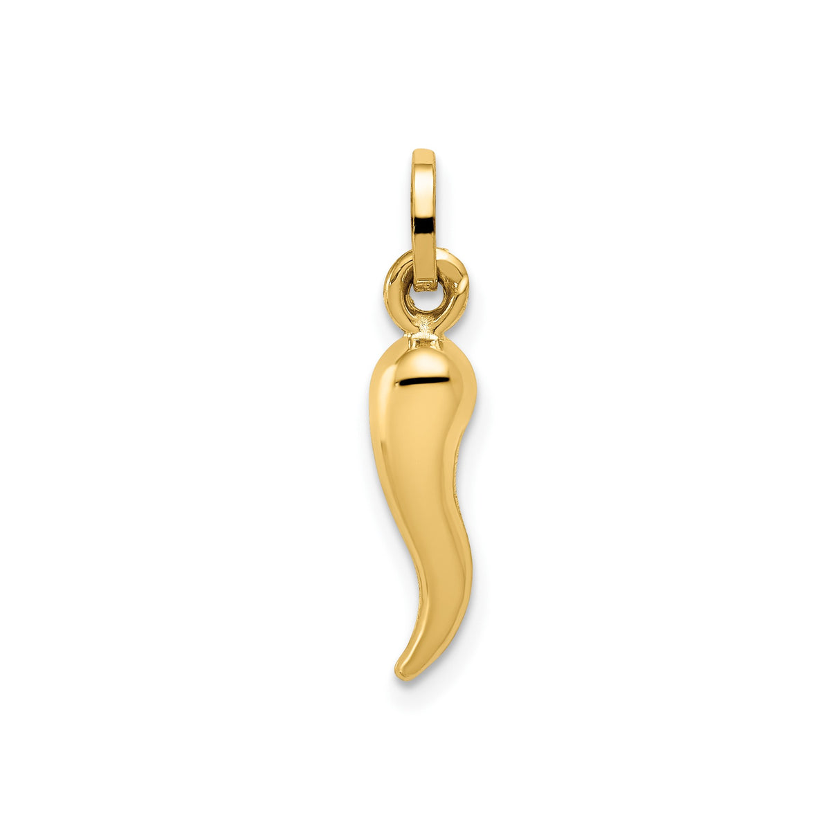 14k Yellow Gold Italian Horn Pendant, Cornicello Charm for Evil Eye Protection, Unisex Amulet