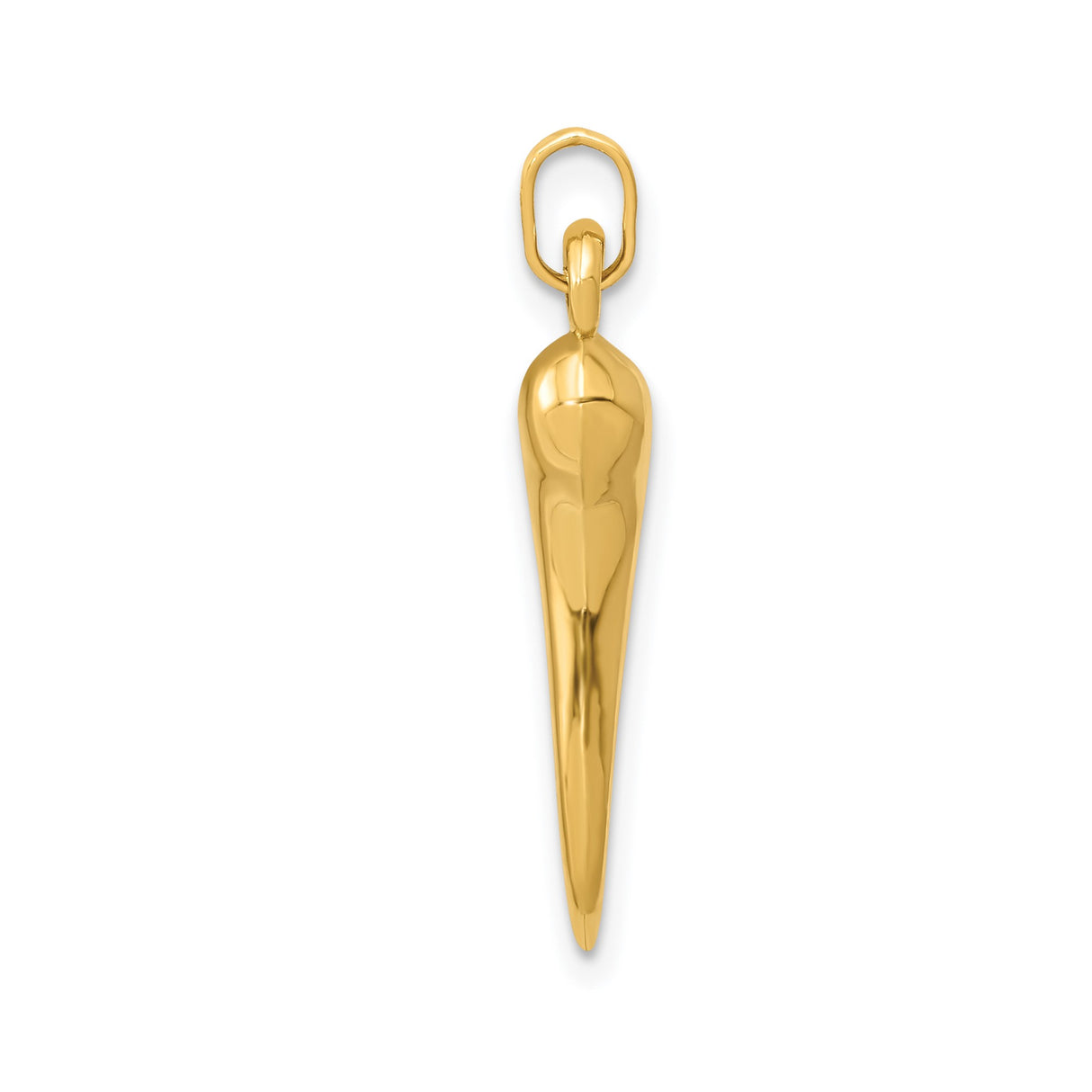 14k Yellow Gold Italian Horn Pendant, Cornicello Good Luck and Protection Amulet