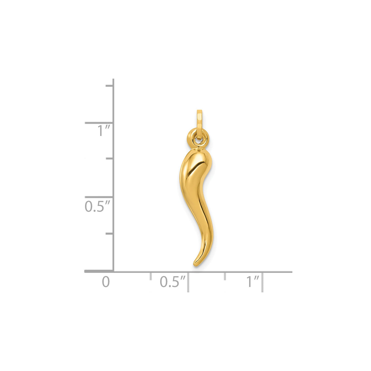 14k Yellow Gold Italian Horn Pendant, Cornicello Good Luck and Protection Amulet