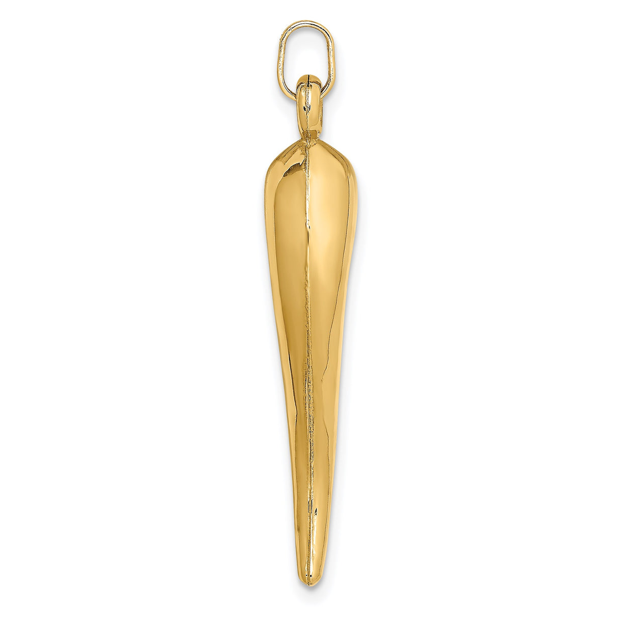 14k Yellow Gold Italian Horn Pendant, Cornicello Amulet for Protection and Good Luck