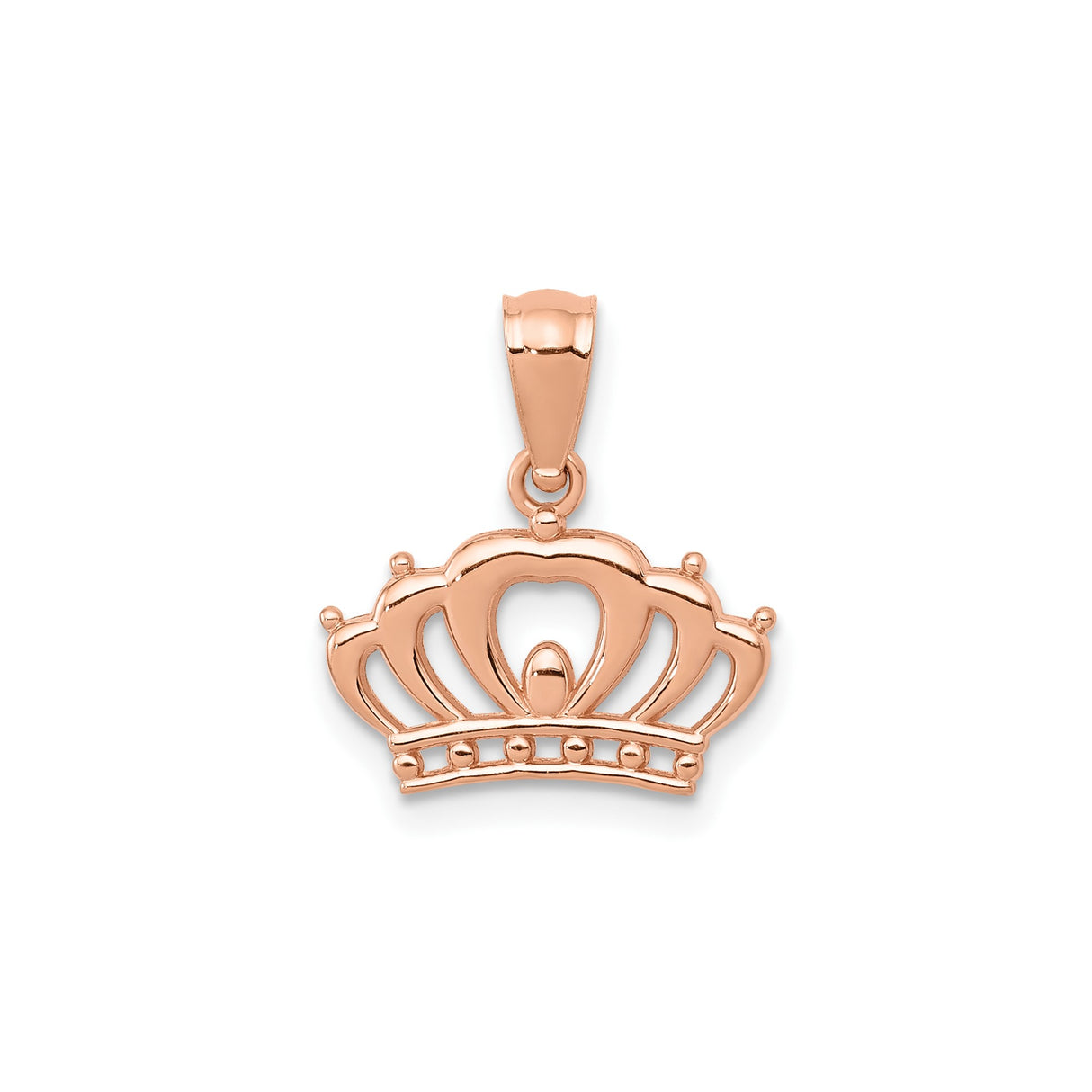 14k Rose Gold Crown Pendant with Openwork Royal Design, Princess Inspired Charm for Women