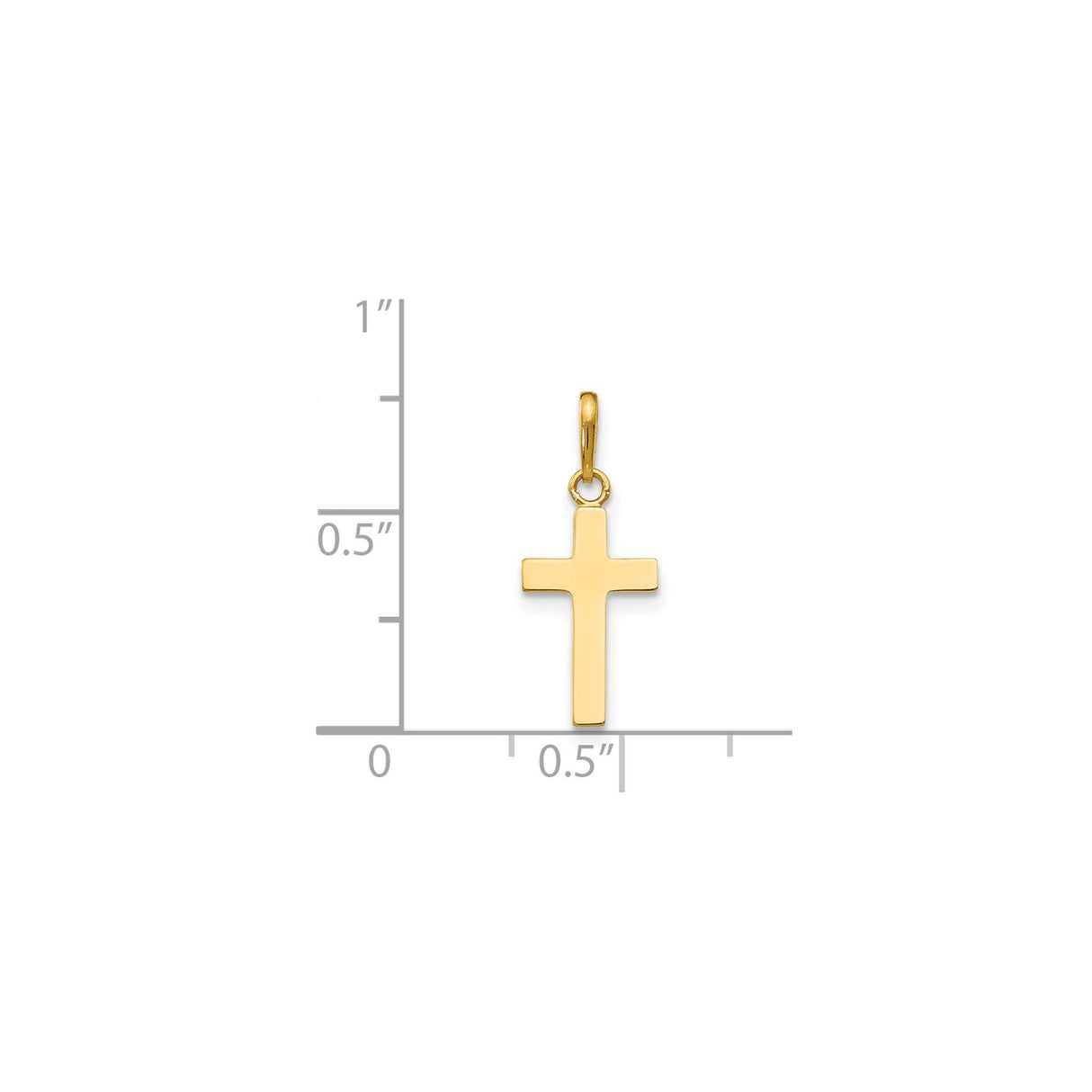 14k Yellow Gold Cross Pendant, Polished Minimalist Christian Charm for Women or Unisex Wear