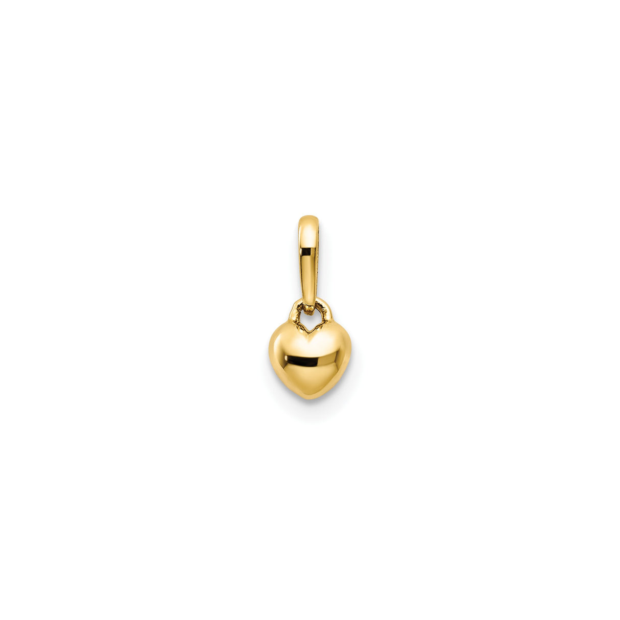 14k Yellow Gold Heart Pendant Charm, Puffy Heart Design with Polished Finish