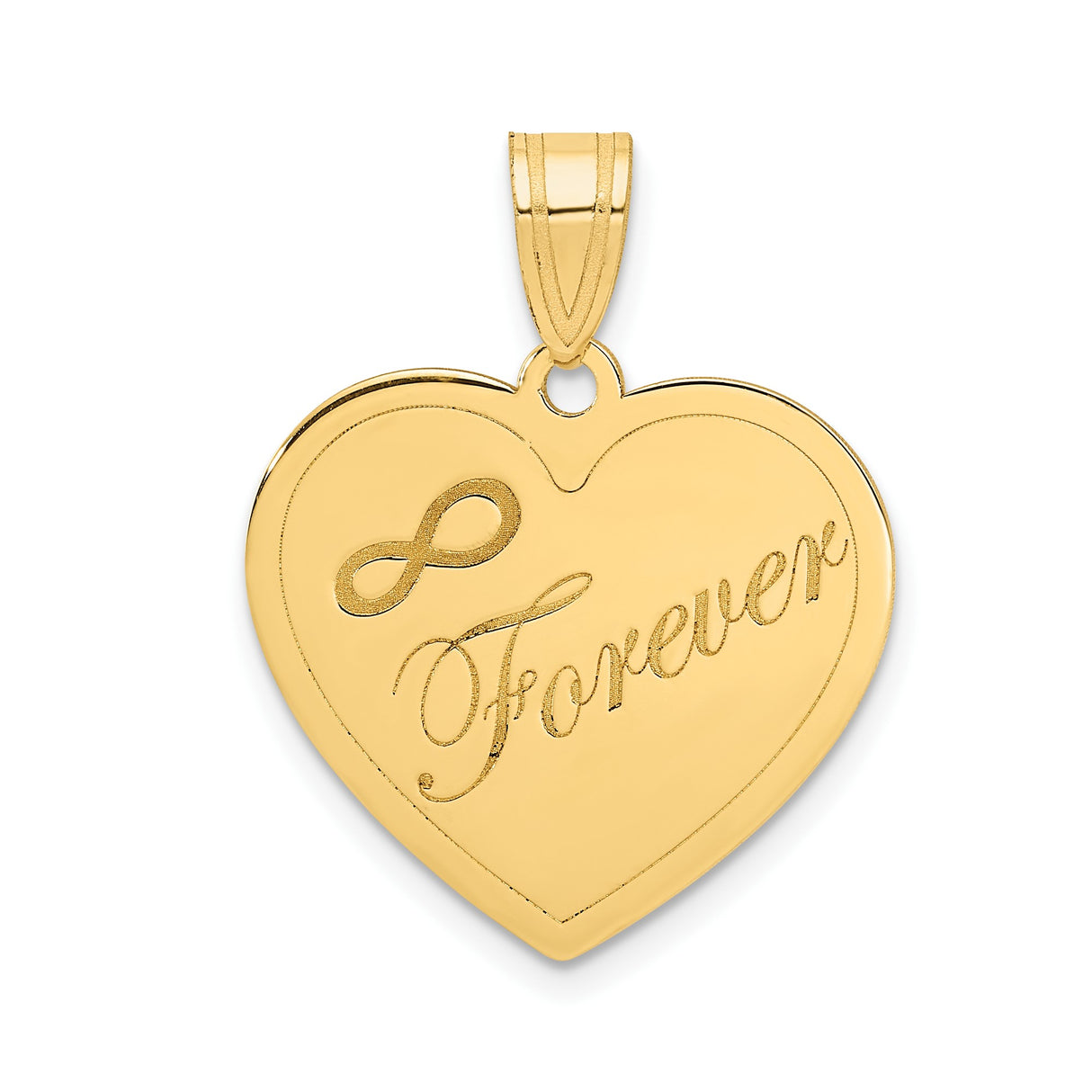 14k Yellow Gold Heart Pendant with Infinity Symbol and Forever Word for Women