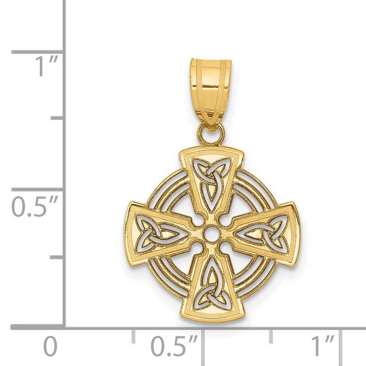 14k Yellow Gold Celtic Cross Pendant with Trinity Knot Design, Christian Irish Symbol