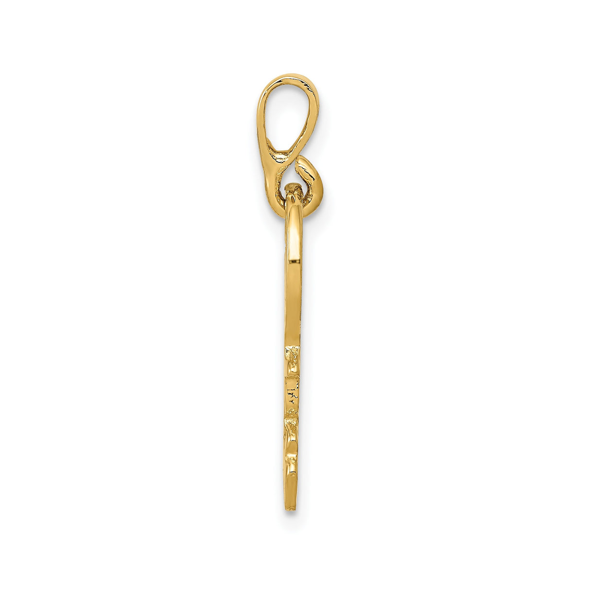 14k Yellow Gold Key Pendant, Polished House Key Charm with Symbolic Design for Women