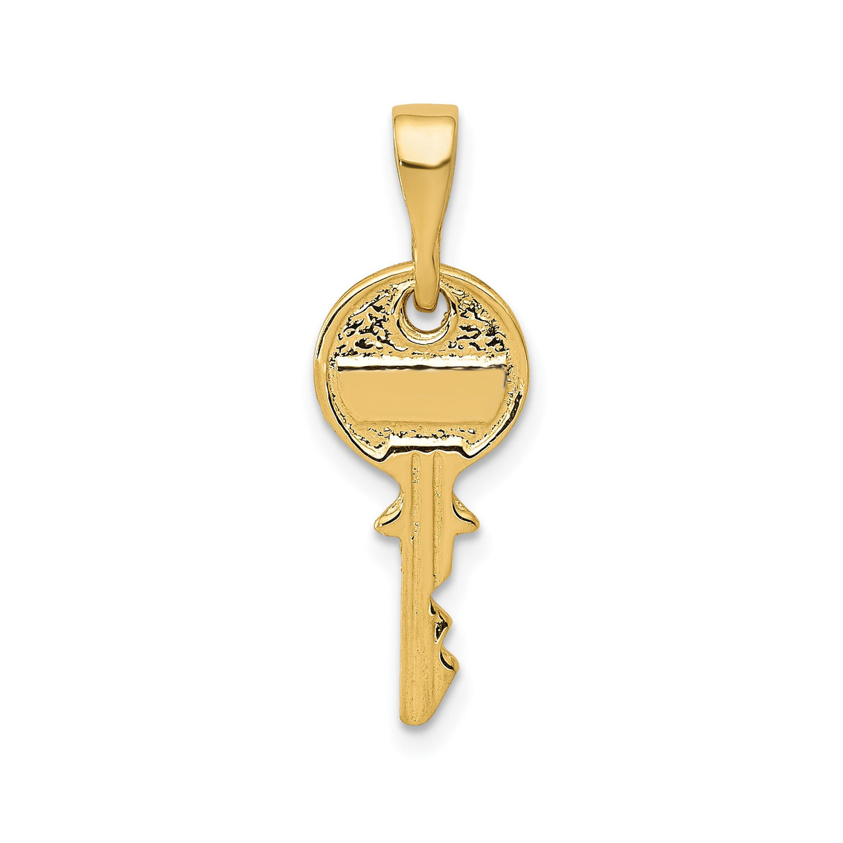 14k Yellow Gold Key Pendant, Polished House Key Charm with Symbolic Design for Women