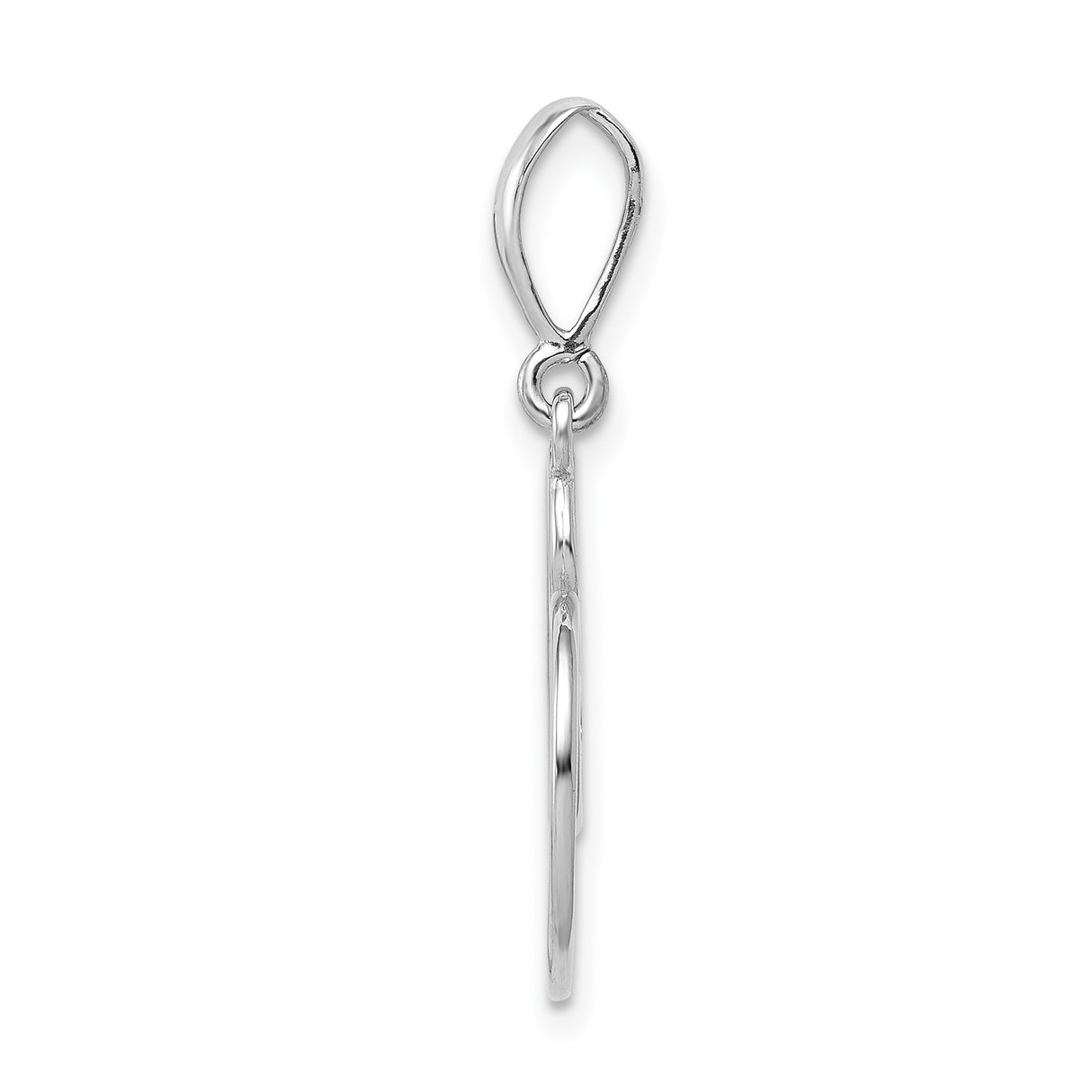 14k White Gold Heart Pendant with Open Swirl Design, Modern Romantic Charm