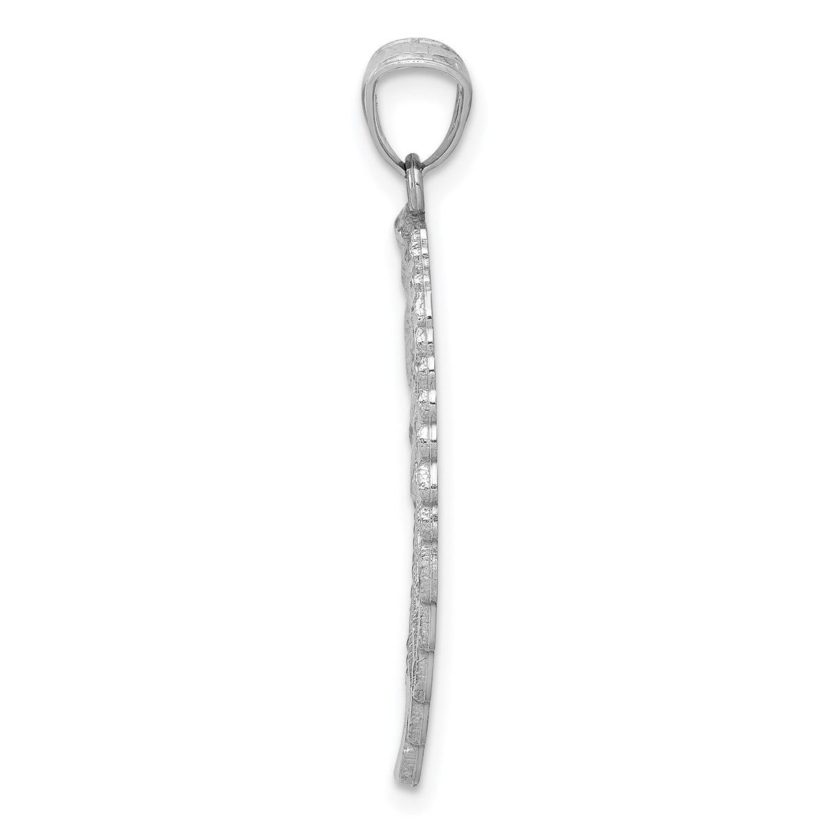 14k White Gold Angel Wing Pendant with Textured Feather Design for Women