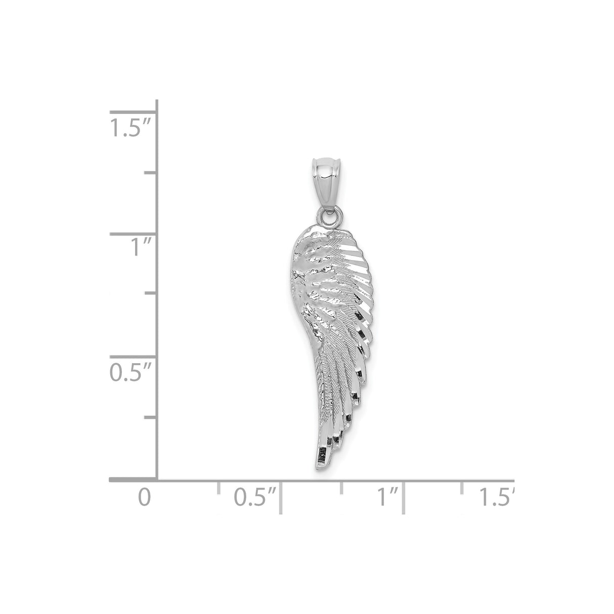 14k White Gold Angel Wing Pendant with Textured Feather Design for Women