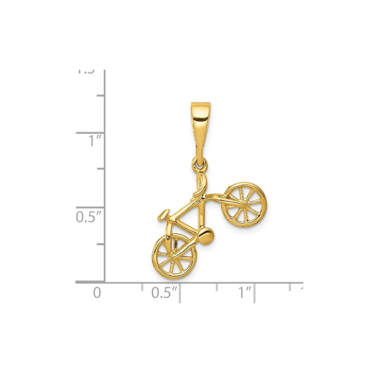 14k Yellow Gold Bicycle Pendant Charm, Solid Gold Bike Jewelry Symbolizing Freedom and Adventure