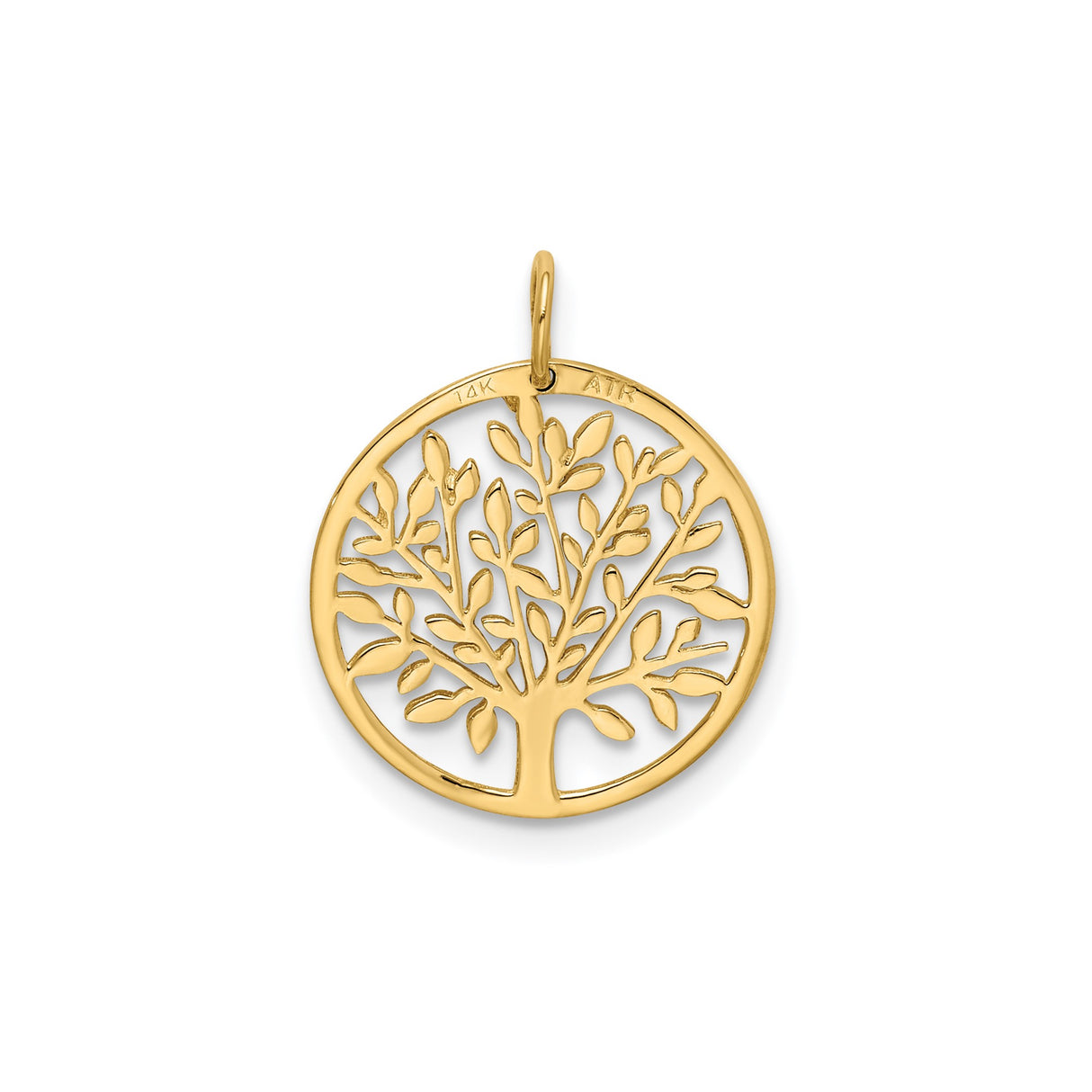 14k Yellow Gold Pendant with Cutout Tree of Life Design, Symbol of Growth and Strength