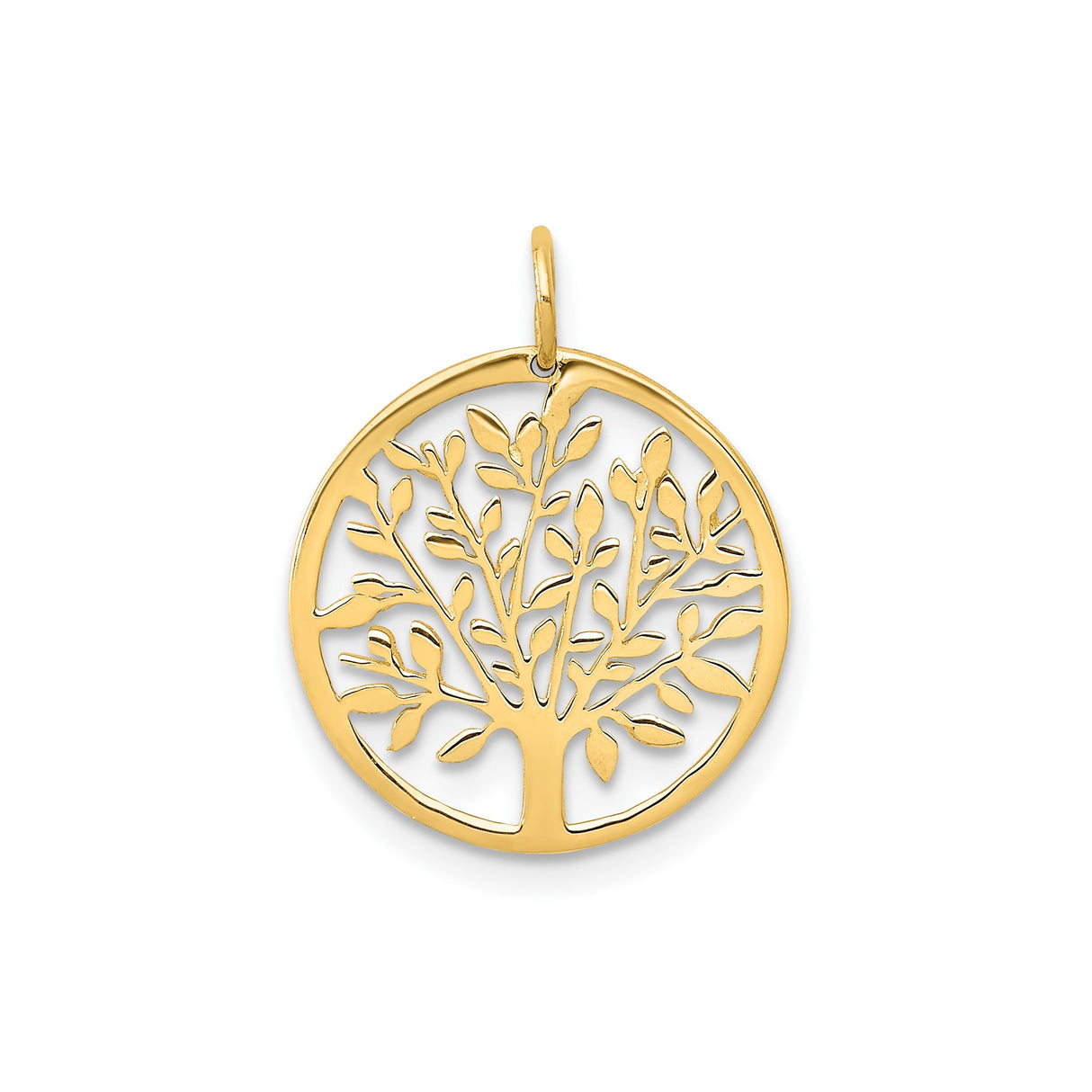 14k Yellow Gold Pendant with Cutout Tree of Life Design, Symbol of Growth and Strength
