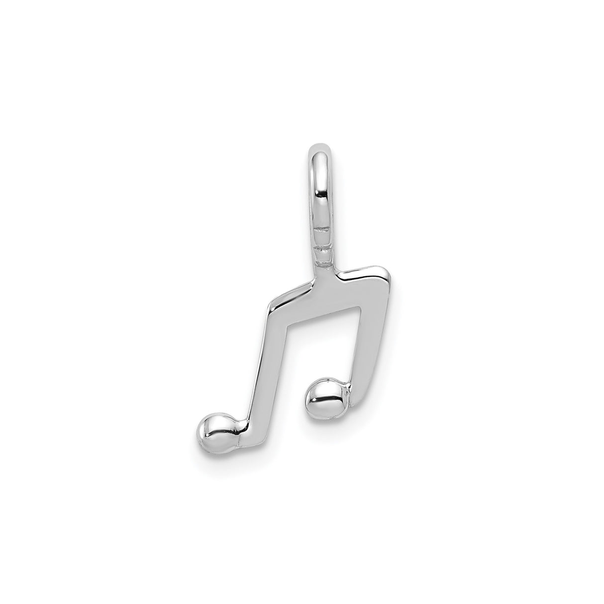14k White Gold Eighth Note Pendant, Polished Music Charm for Women or Unisex Wear