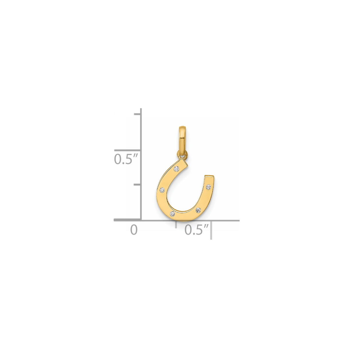 14k Yellow Gold Horseshoe Pendant with Cubic Zirconia, Luck Charm Jewelry for Women