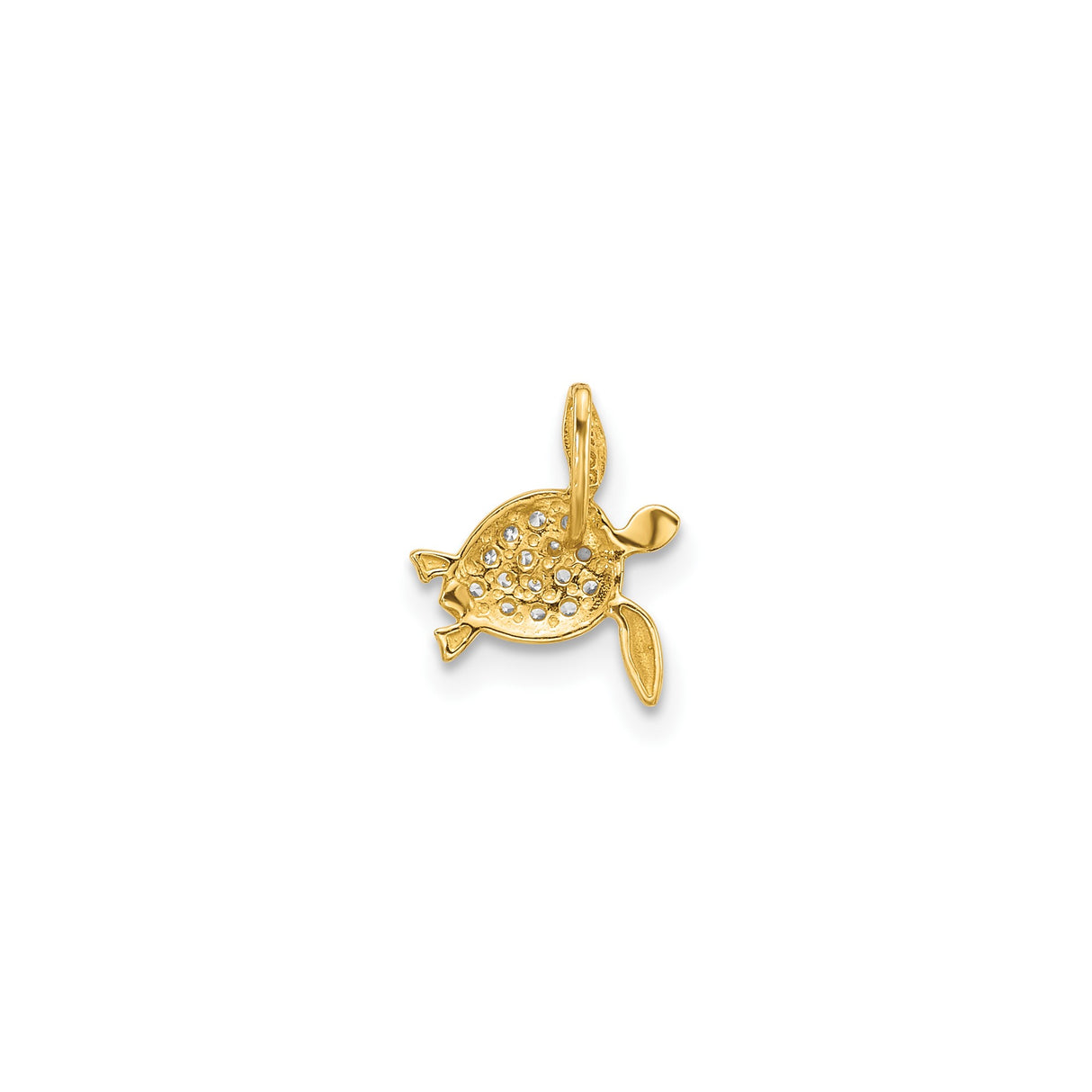 14k Yellow Gold Turtle Pendant with Cubic Zirconia, Ocean Inspired Sea Life Jewelry