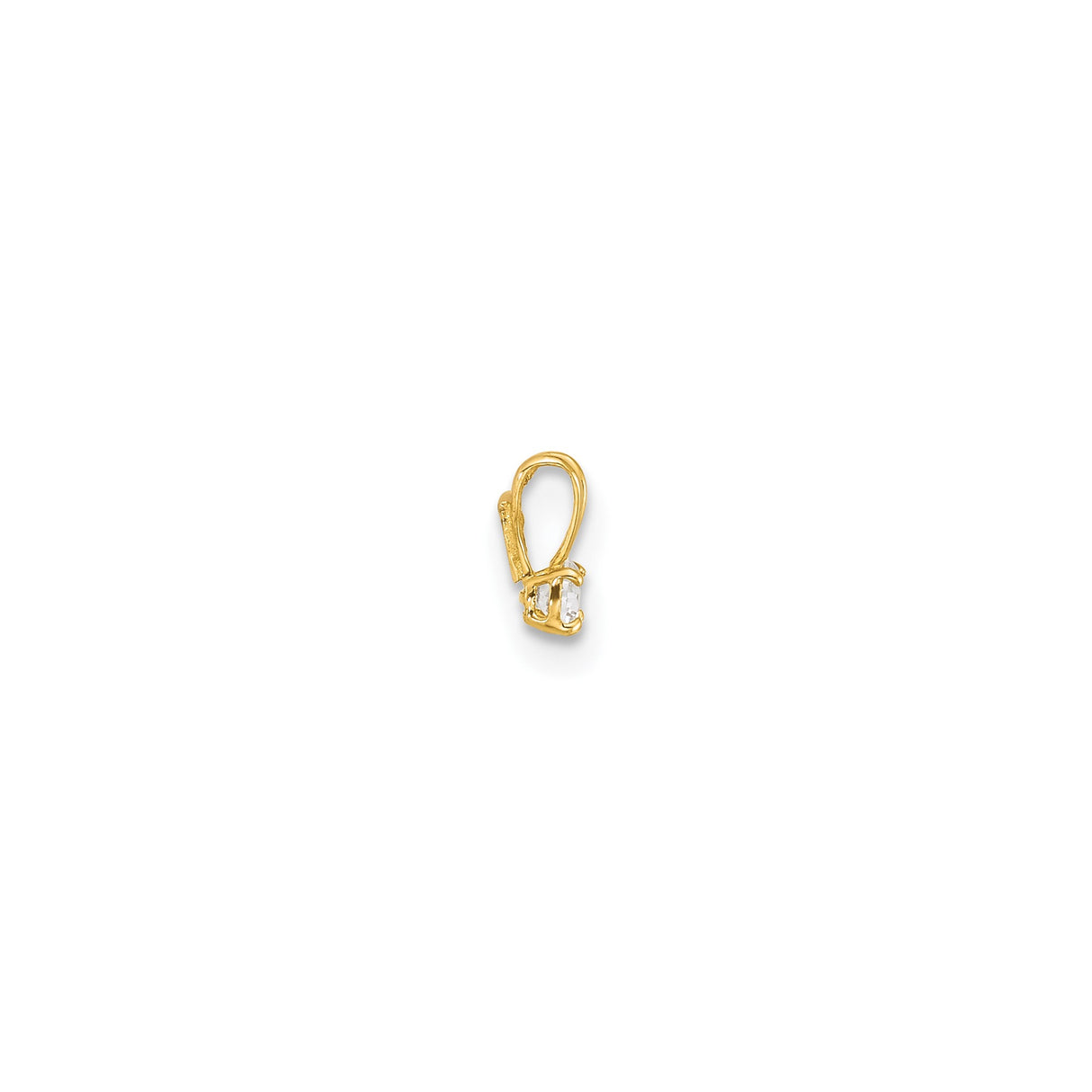 14k Yellow Gold Solitaire Pendant with Round Cut Cubic Zirconia in Four Prong Setting