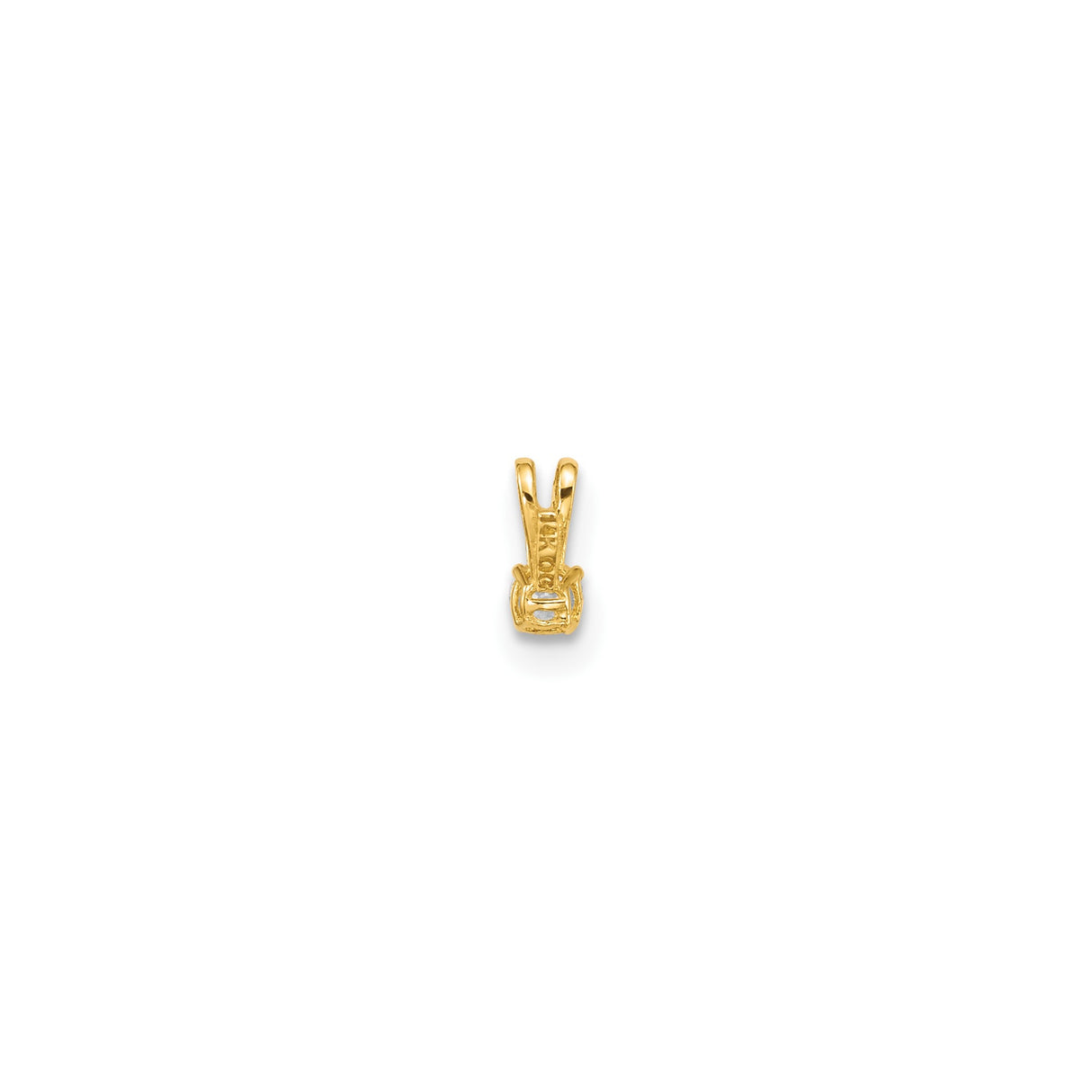 14k Yellow Gold Solitaire Pendant with Round Cut Cubic Zirconia in Four Prong Setting