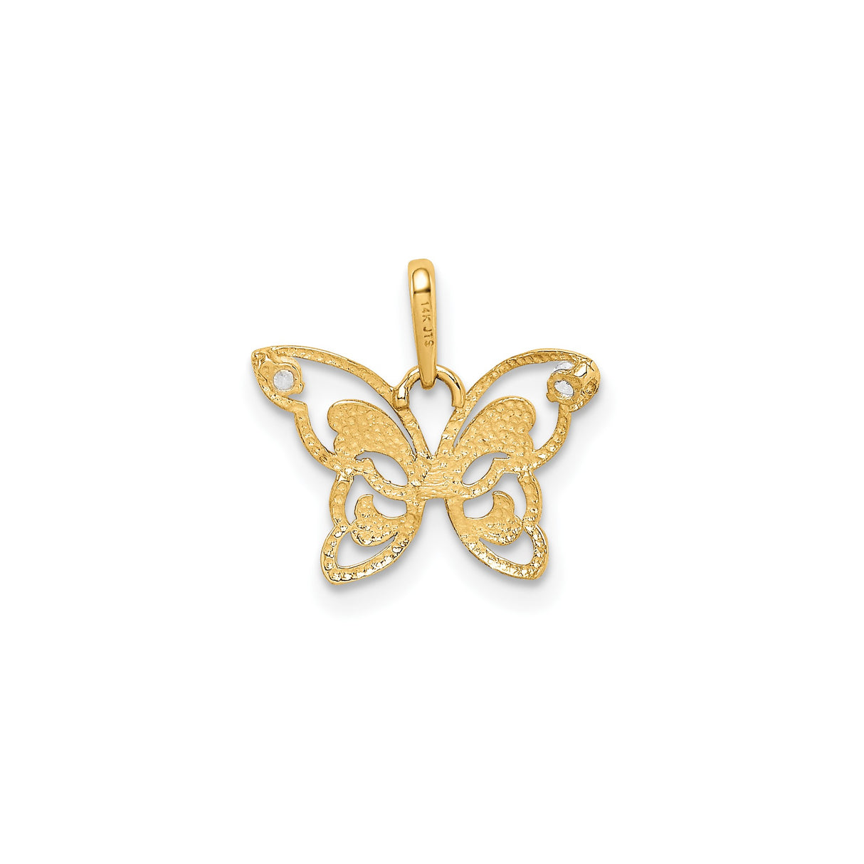 14k Yellow Gold Butterfly Pendant with Cubic Zirconia and Openwork Design