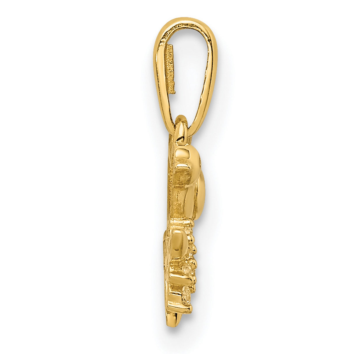 14k Yellow Gold Bird Pendant with Cubic Zirconia Flower, Nature and Peace Theme Jewelry