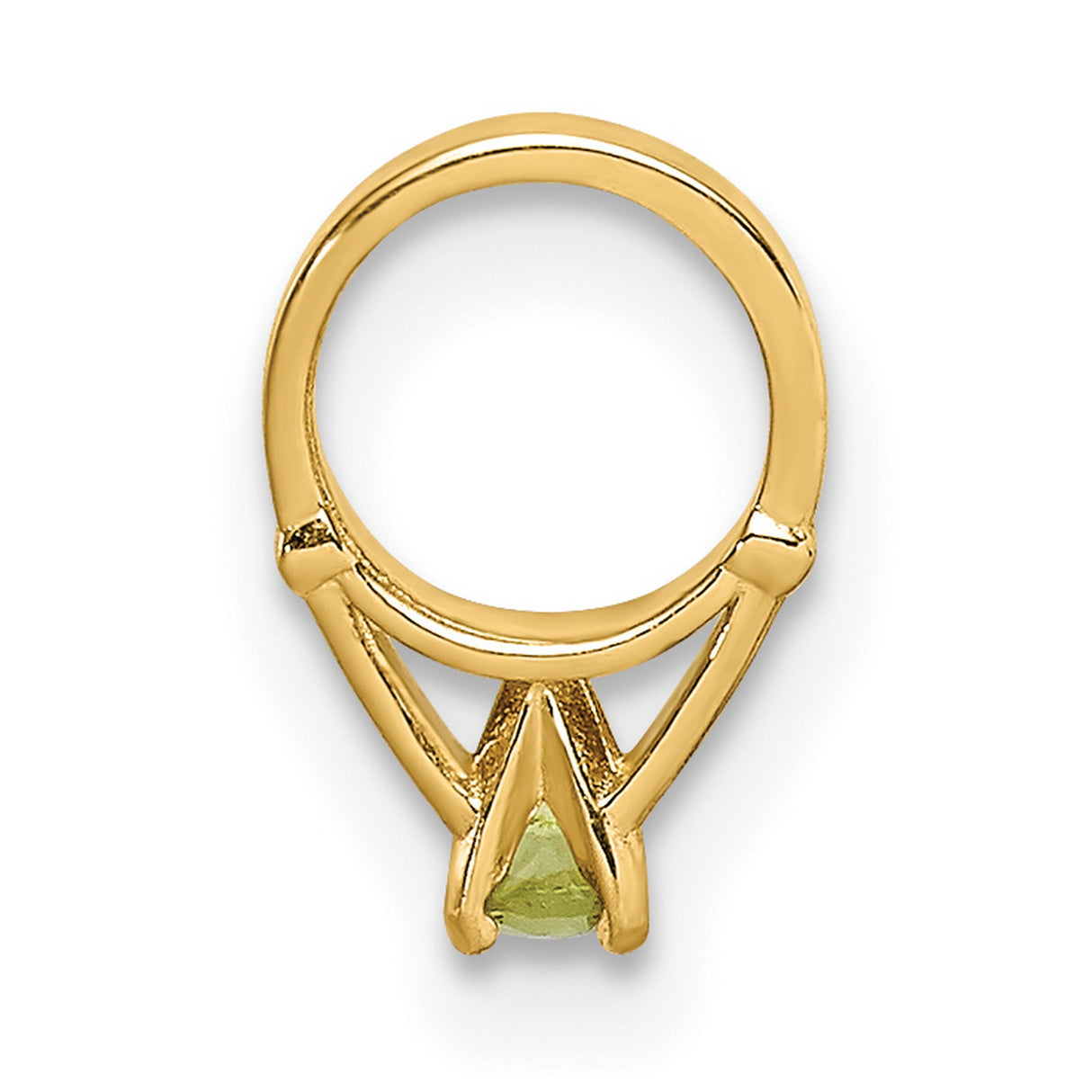 14k Yellow Gold Claddagh Pendant with Green Glass Gemstone, Irish Heart Crown Design