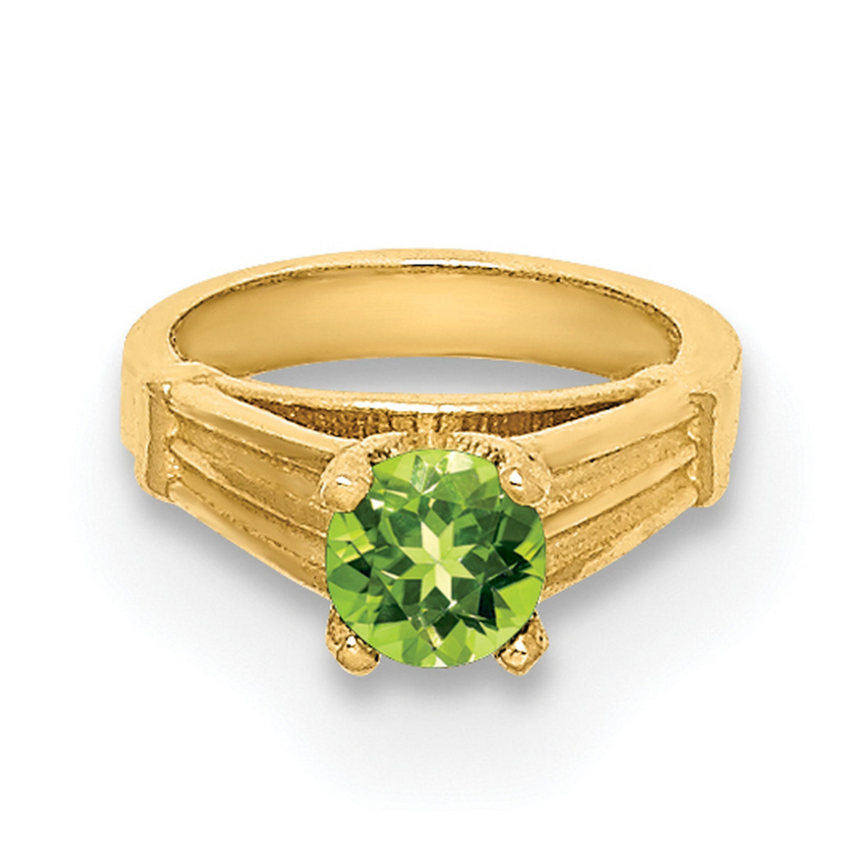 14k Yellow Gold Claddagh Pendant with Green Glass Gemstone, Irish Heart Crown Design