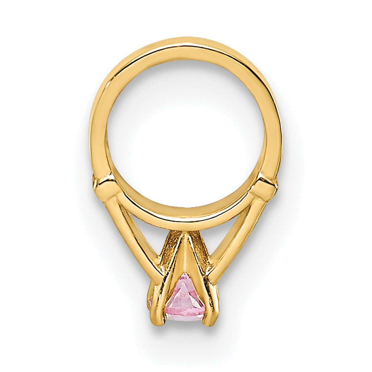 14k Yellow Gold Huggie Hoop Earrings with Pink Cubic Zirconia, Claw Setting, Fluted Detail