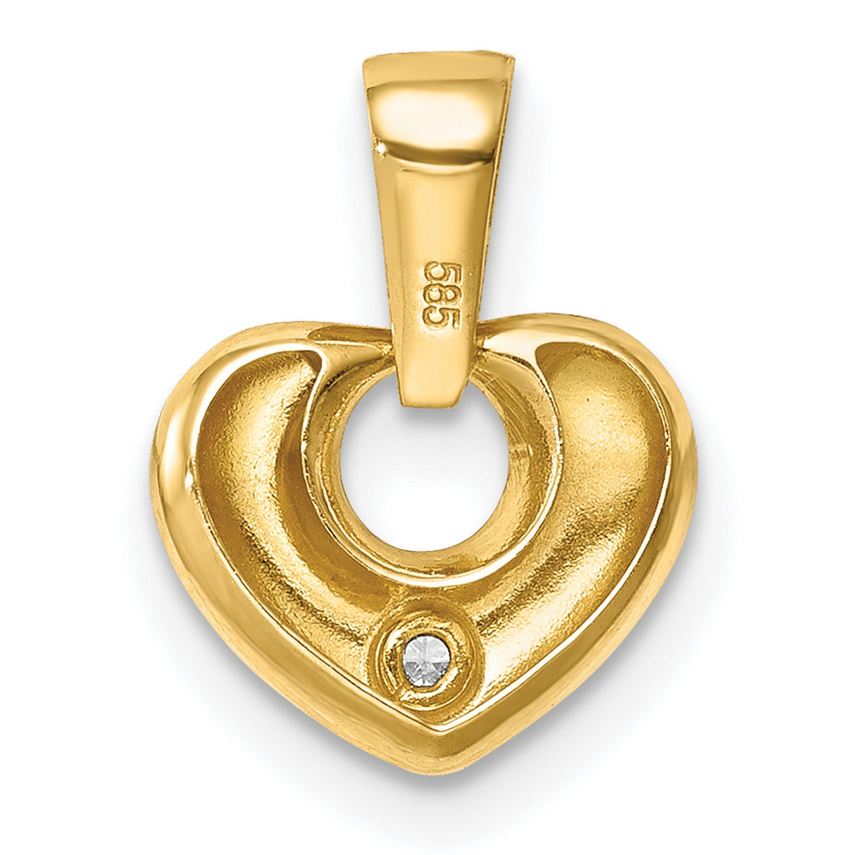 14k Yellow Gold Heart Pendant with Cubic Zirconia, Dainty Romantic Design for Women