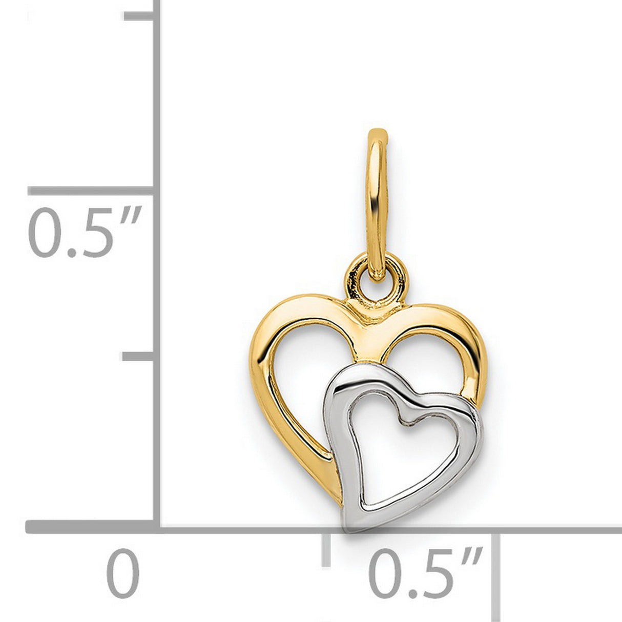 14k Two-Tone Gold Intertwined Open Heart Pendant, Polished Romantic Jewelry for Women