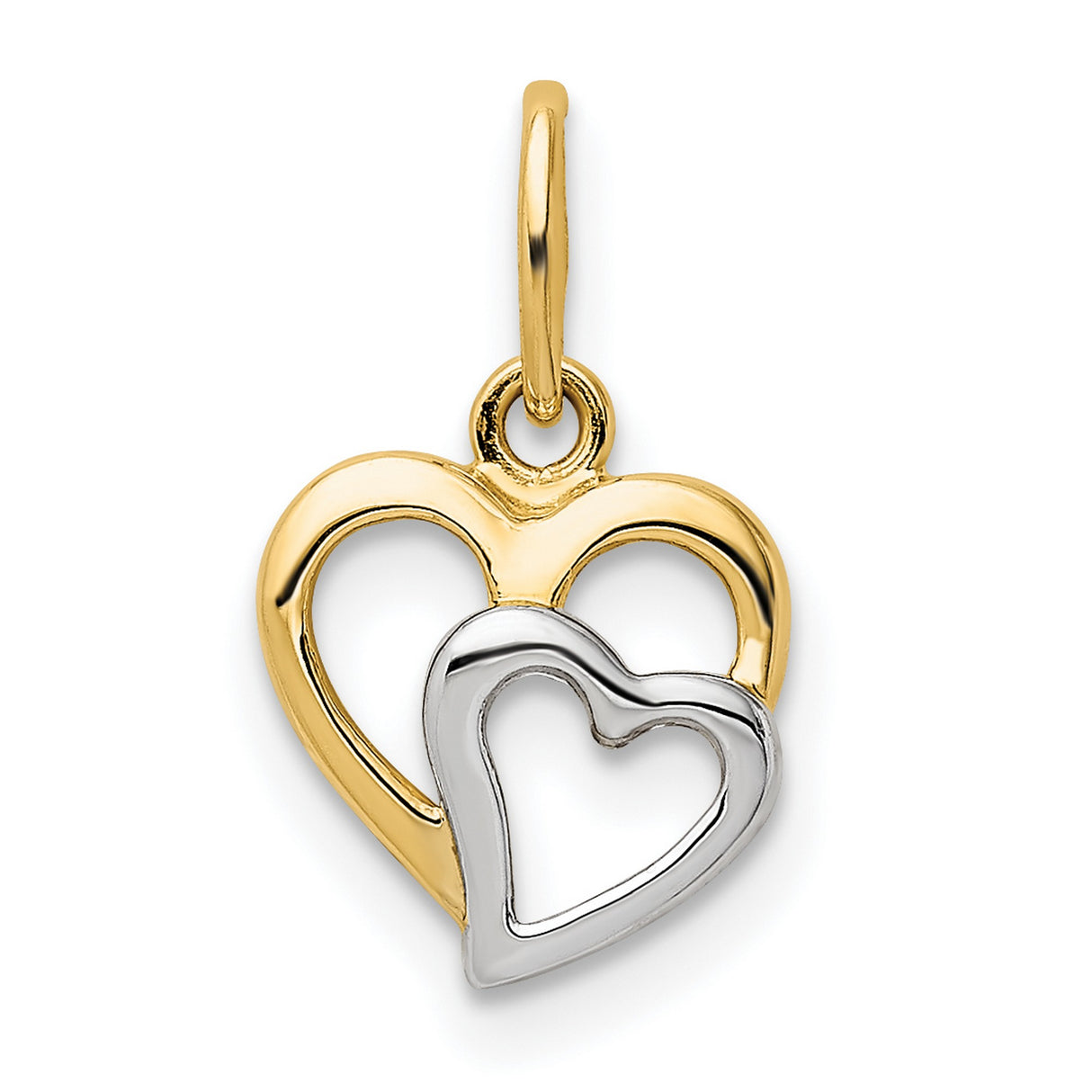 14k Two-Tone Gold Intertwined Open Heart Pendant, Polished Romantic Jewelry for Women