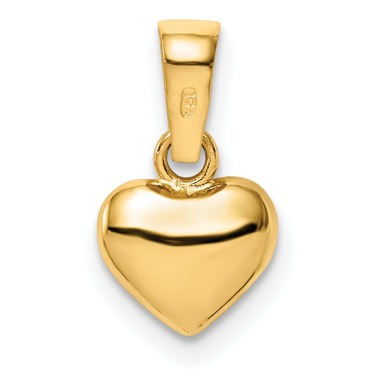 14k Yellow Gold Heart Pendant with Brushed and Polished Dual Finish Design