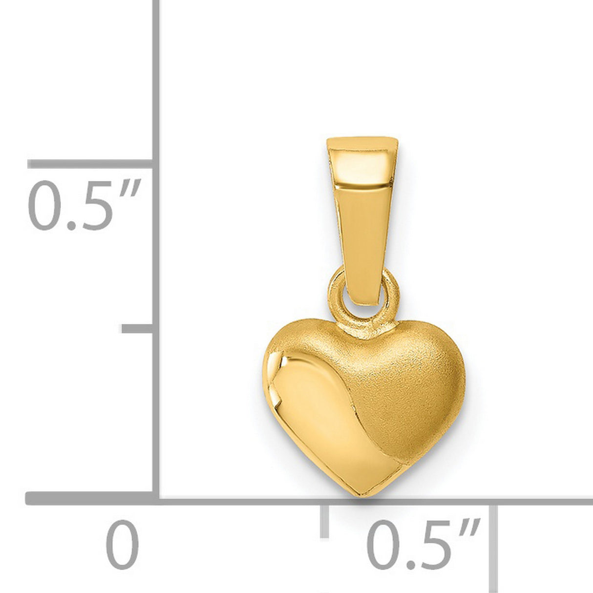 14k Yellow Gold Heart Pendant with Brushed and Polished Dual Finish Design