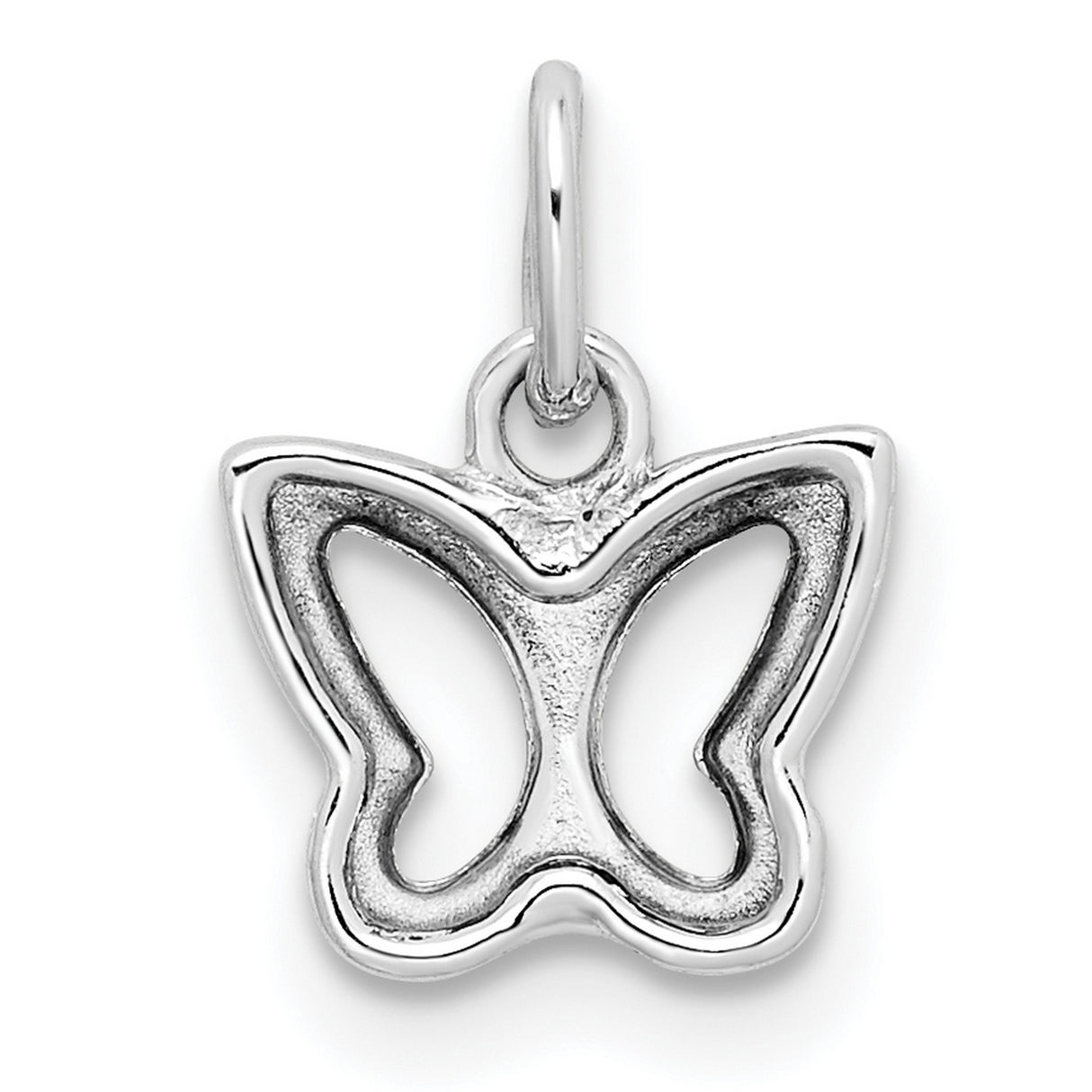 14k White Gold Butterfly Charm Pendant with Open Cutout Design for Women