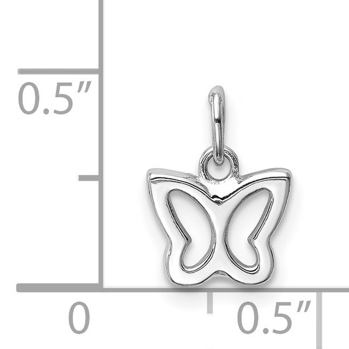 14k White Gold Butterfly Charm Pendant with Open Cutout Design for Women