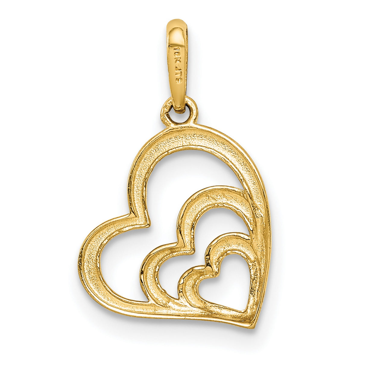 14k Tri Color Gold Pendant with Interlocking Hearts, Layered Heart Charm for Women